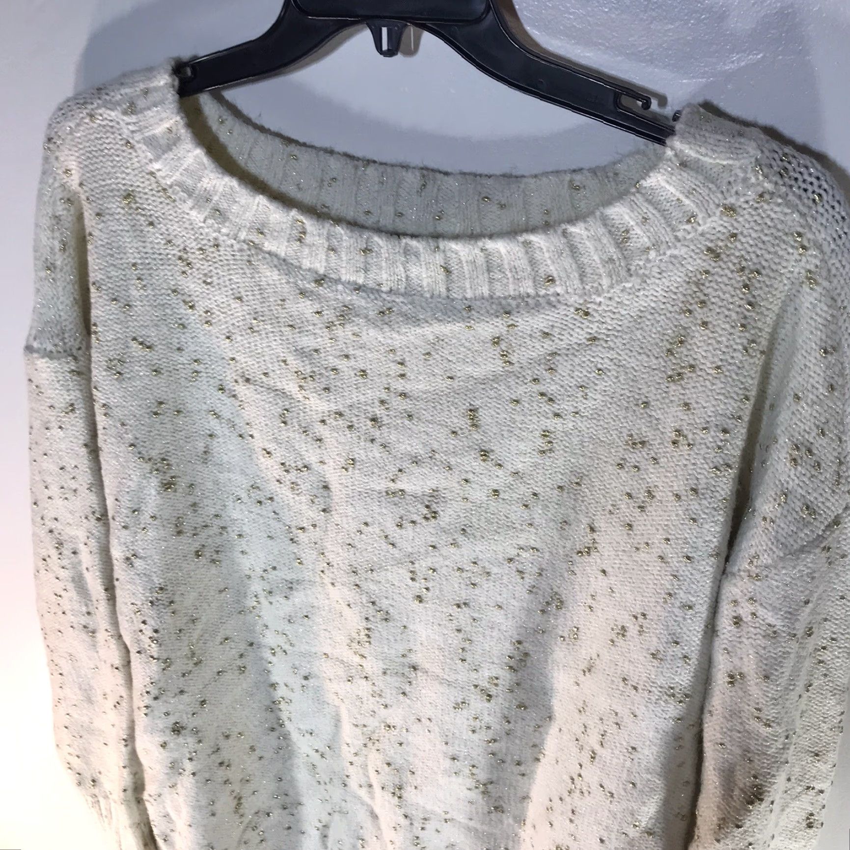 Vintage G By Giuliana Cream Glittery Gold Dots Tight Knit Sweater Womens Size 3X Size XXL / US 16-18 / IT 52-54 - 2 Thumbnail