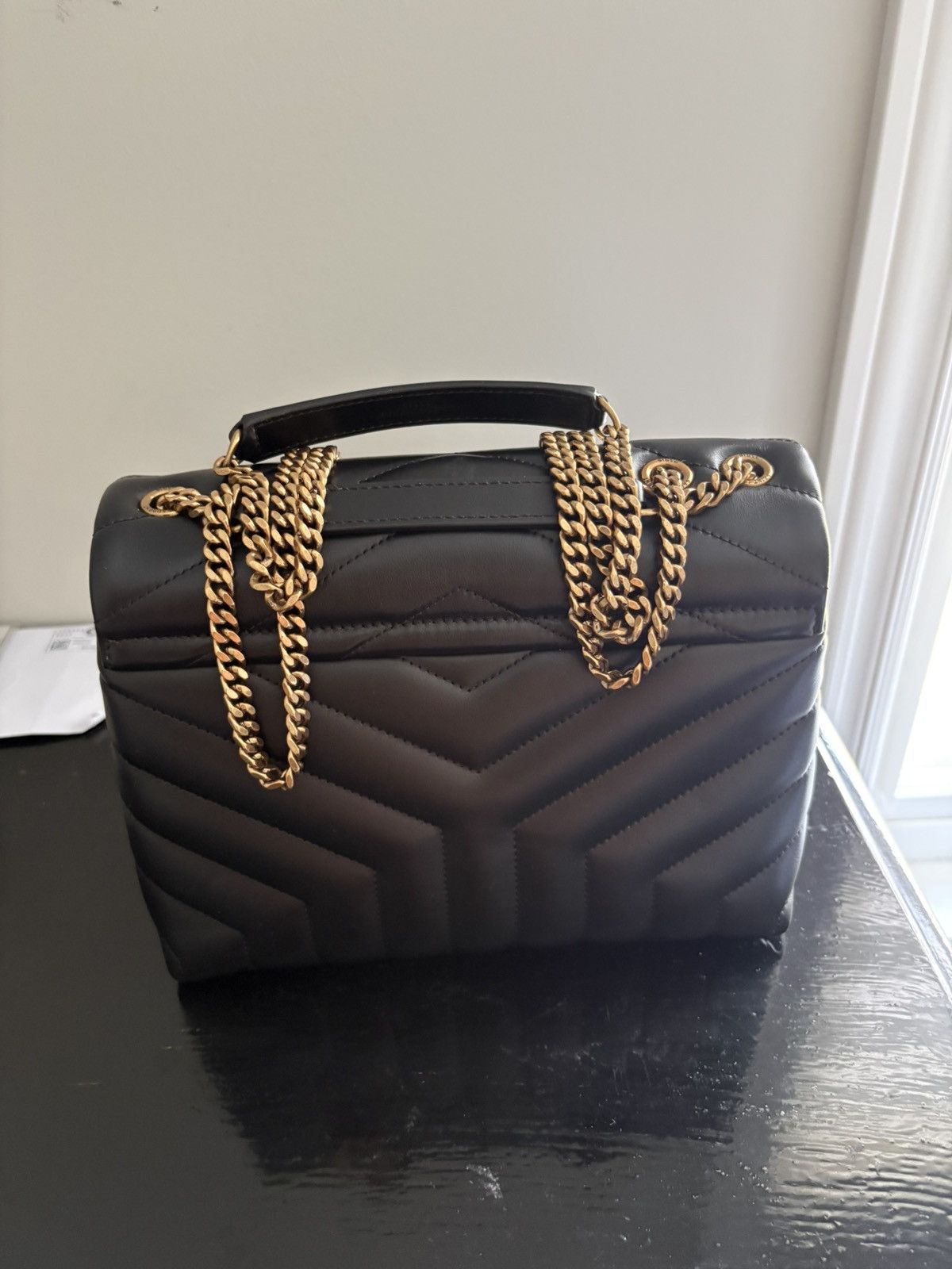 Yves Saint Laurent Saint Laurent Small LouLou Bag Black Leather Gold Hardware Size ONE SIZE - 3 Thumbnail