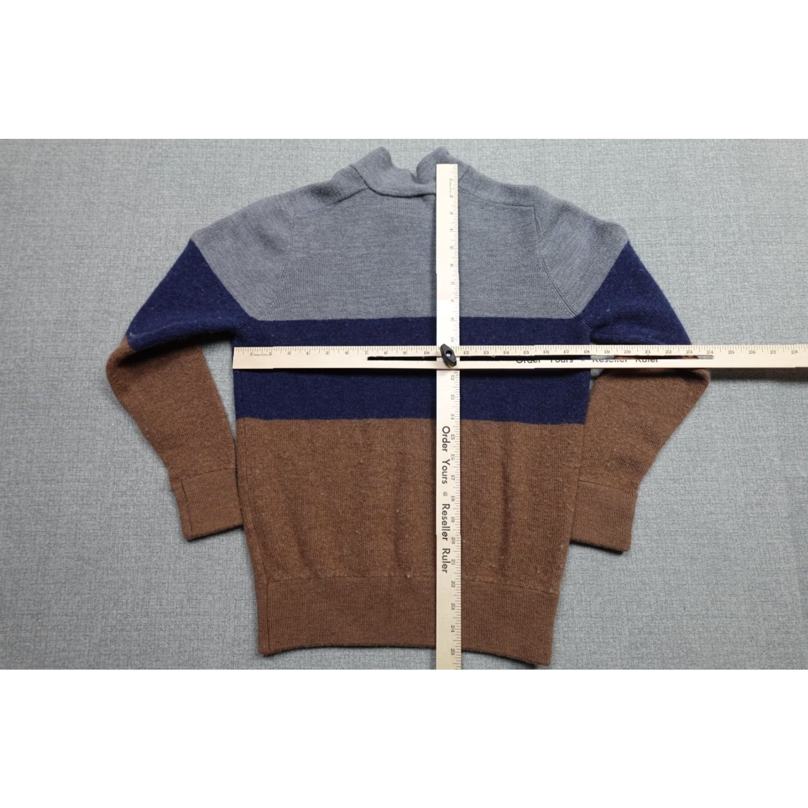 Peter Millar VINTAGE Peter Millar Quarter Zip Sweater Mens M Gray Brown Wool 1/4 Zip Mock Neck Knit Striped Zipper Casual Mens Size US M / EU 48-50 / 2 - 5 Thumbnail