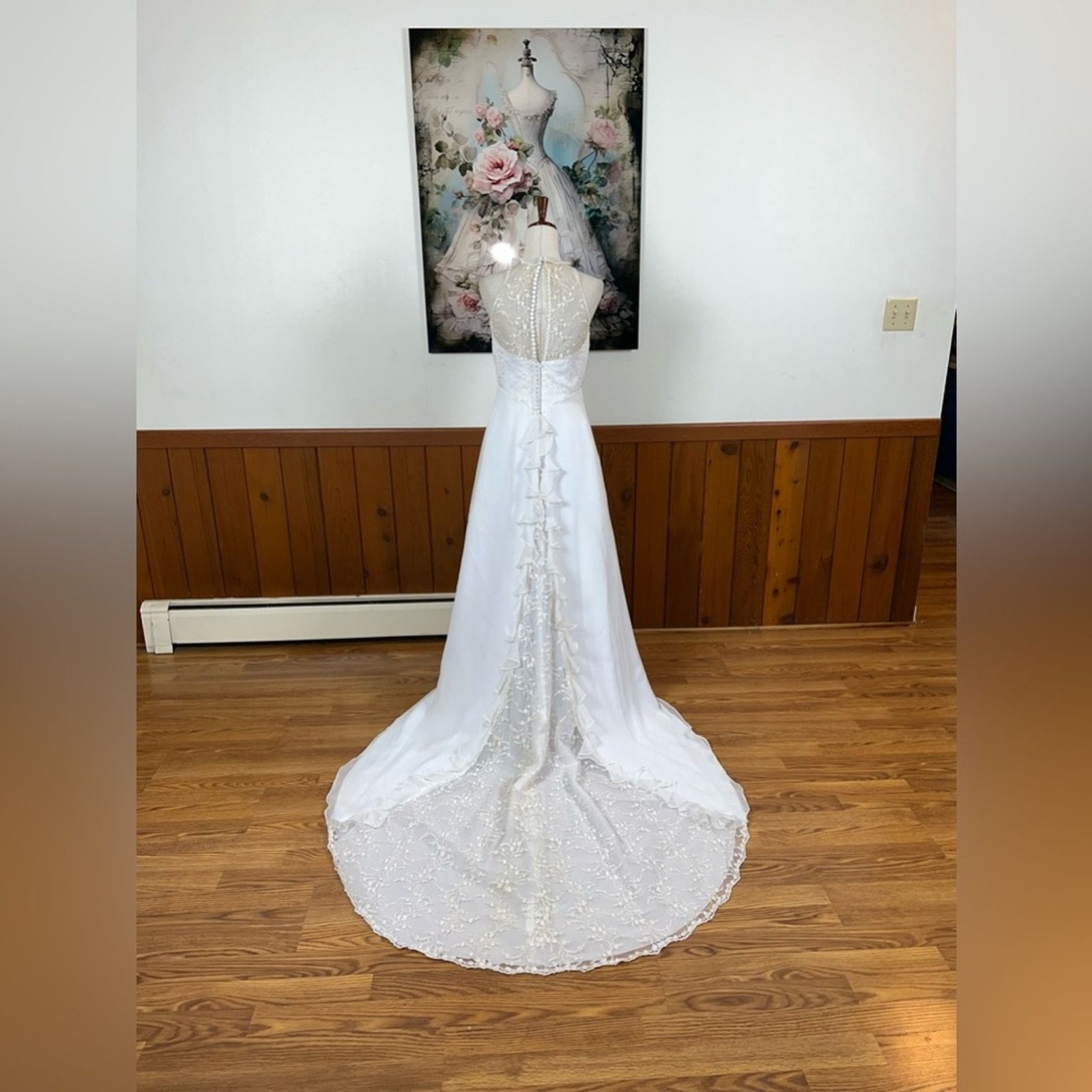 Vintage Vintage 90s Bridal Originals Ruffle Halter Wedding Gown! Size M / US 6-8 / IT 42-44 - 6 Thumbnail