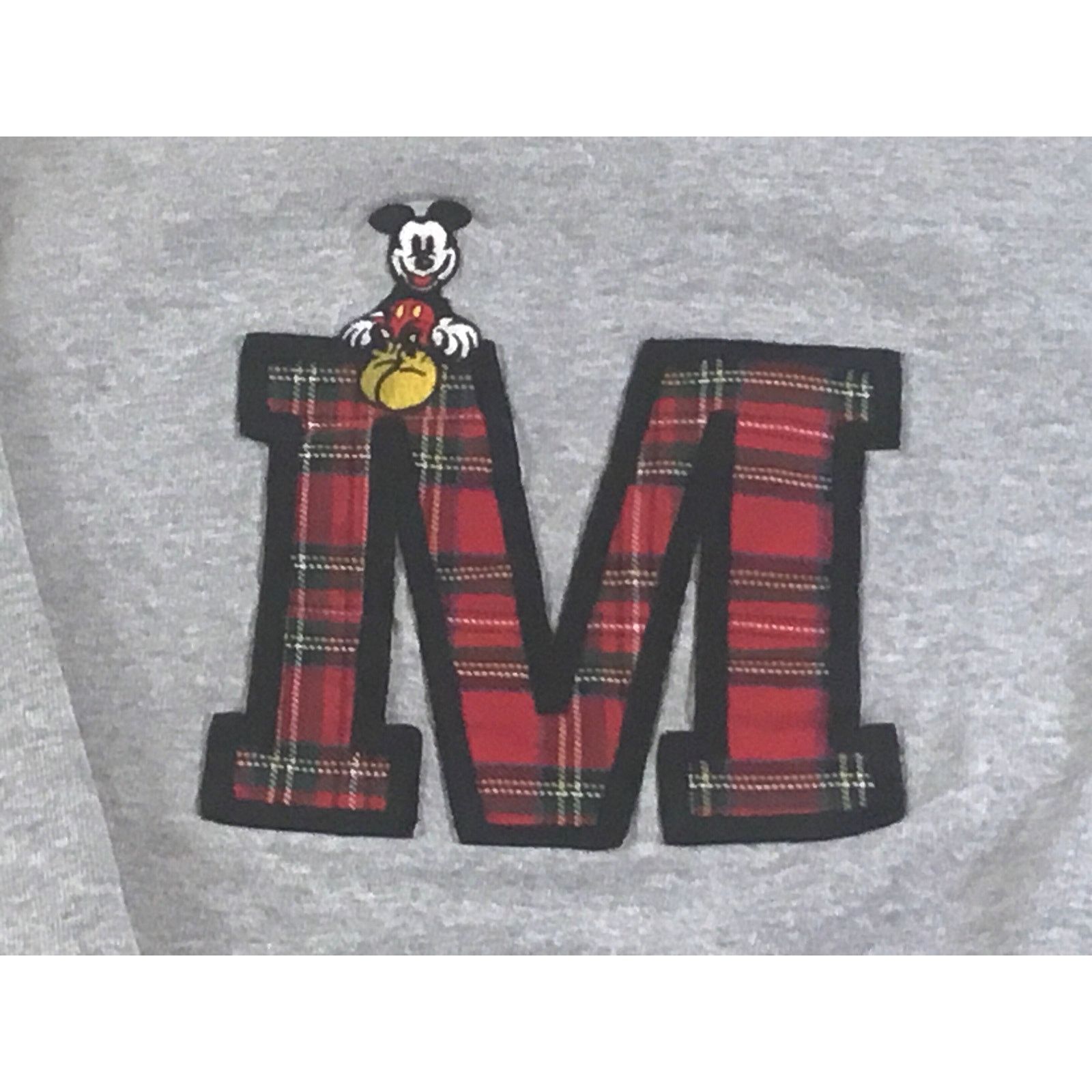 Disney Mickey Mouse Gray Sweatshirt Mickey Sitting on Red Plaid M Size M / US 6-8 / IT 42-44 - 2 Thumbnail