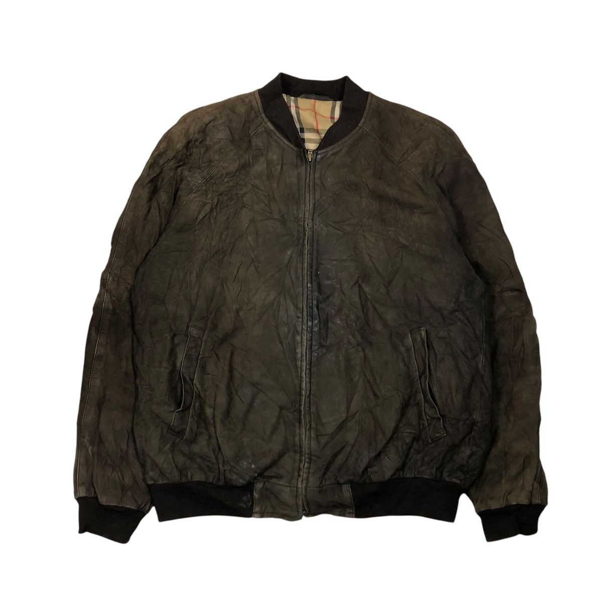 Burberry 🔥VINTAGE LEATHER JACKET BURBERRY LONDON NOVA CHECK BLANKET Size US M / EU 48-50 / 2 - 2 Thumbnail