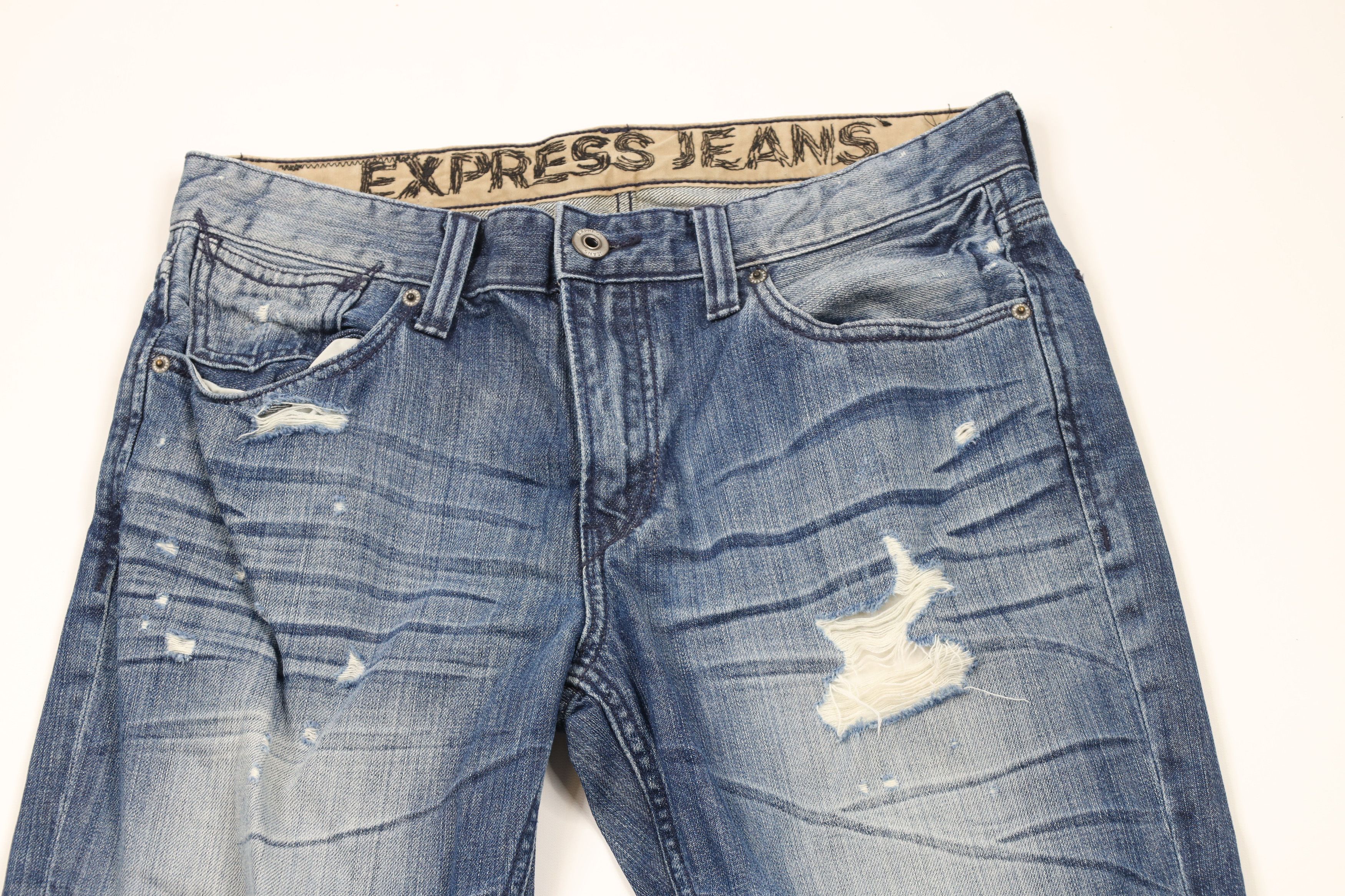 Express × Vintage Express Rocco Slim Fit Low Rise Boot Cut Denim Jeans Blue Size US 33 - 2 Thumbnail