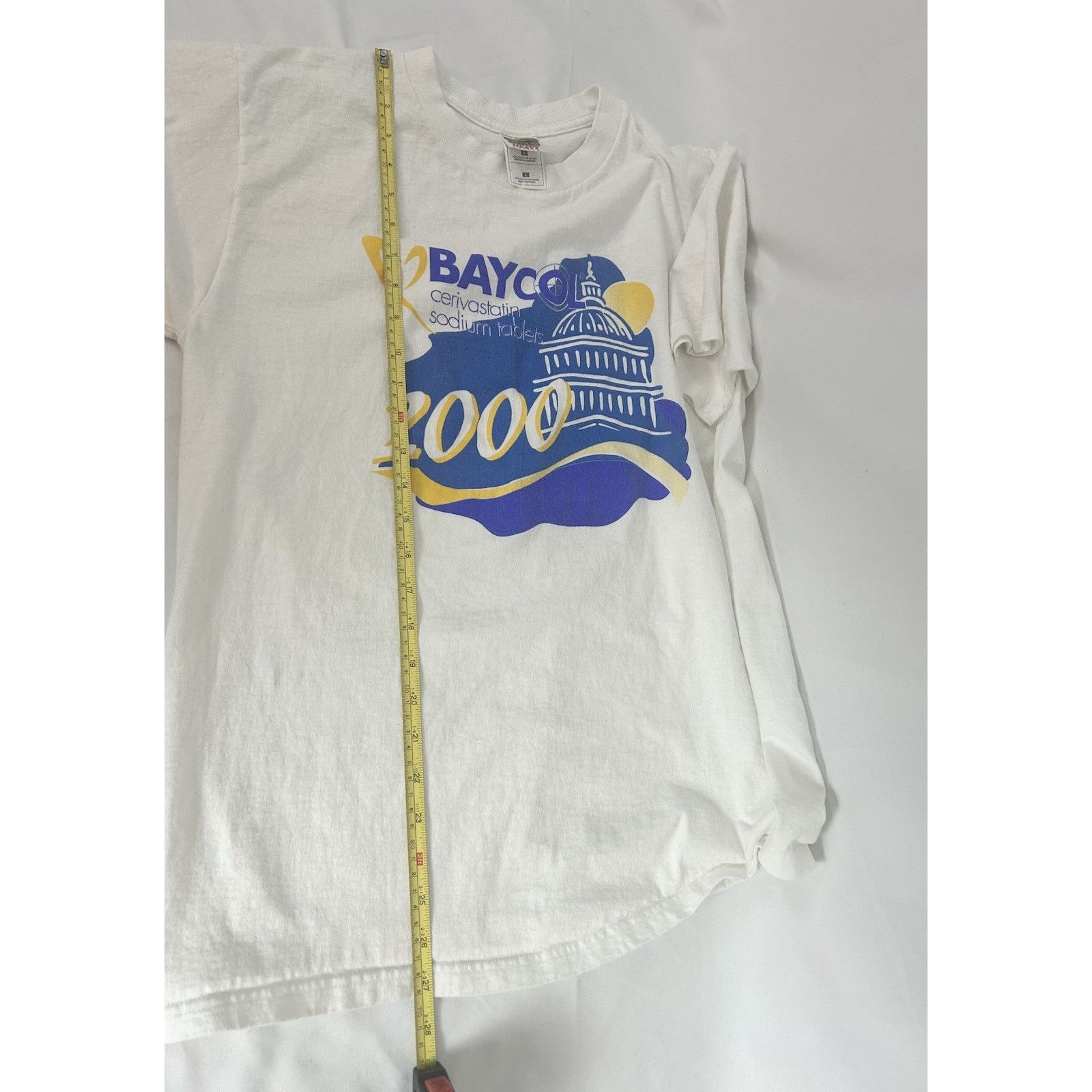 Fruit Of The Loom VTG Baycol Cerivastatin White T Shirt Pharma Drug Rep L Size US L / EU 52-54 / 3 - 6 Thumbnail