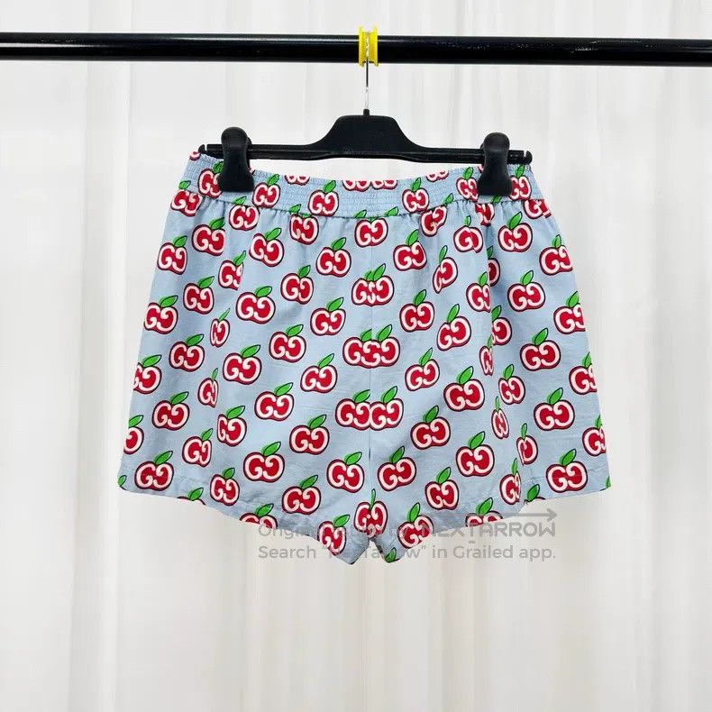 Gucci Gucci Light blue double G apple full print shorts Size US 28 / EU 44 - 2 Thumbnail
