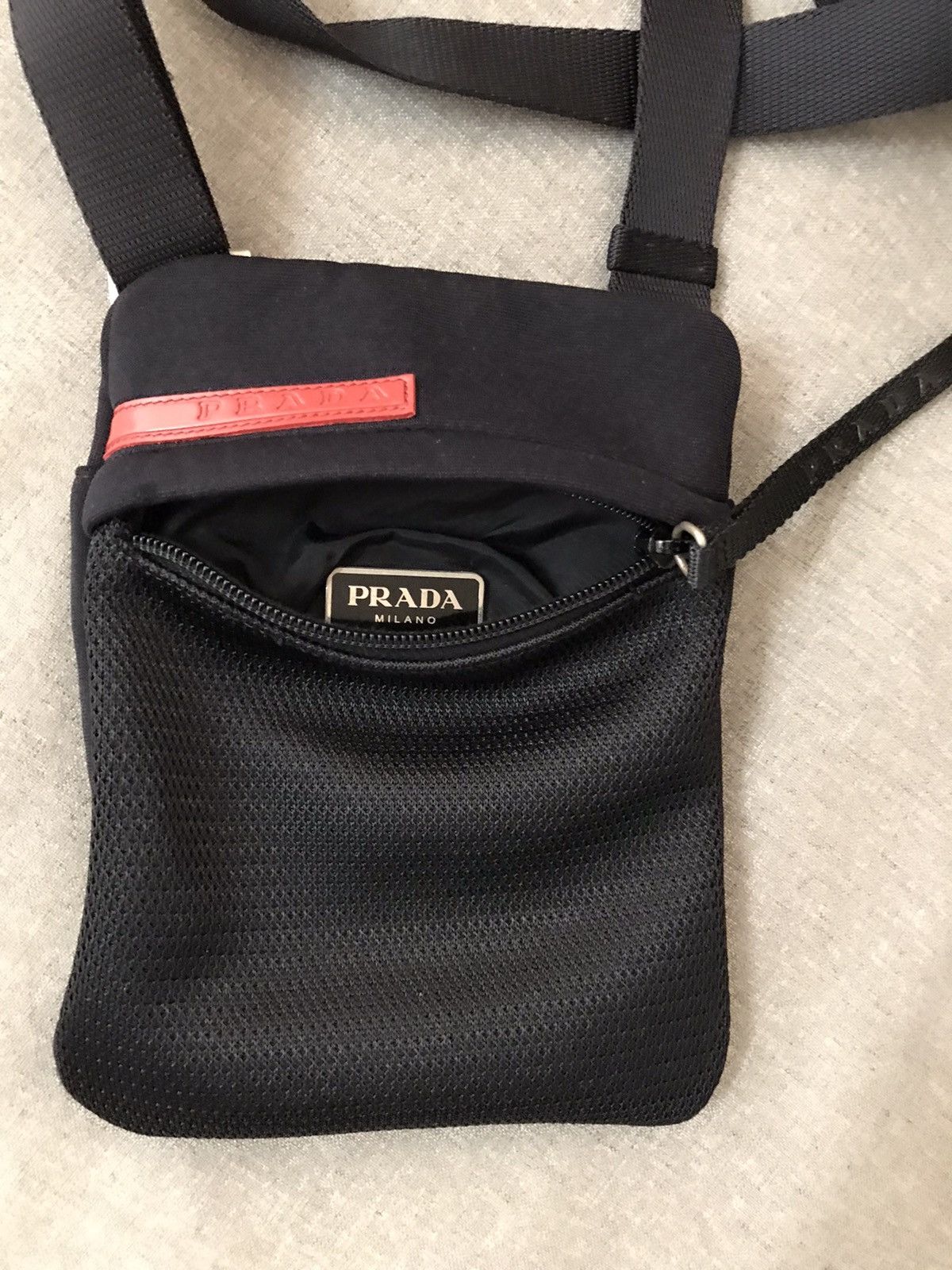 Prada PRADA Sport Black Mesh Mini Side Bag Size ONE SIZE - 8 Thumbnail
