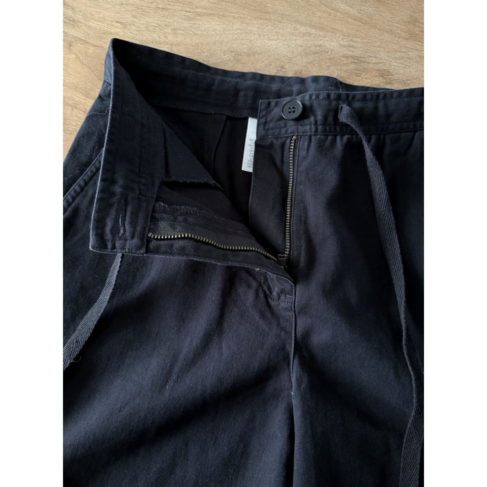 Jones New York NWT Jones New York Black Paperbag Wide Leg Cotton Twill Pants Womens 6P (27x18) Size 28" / US 6 / IT 42 - 5 Thumbnail