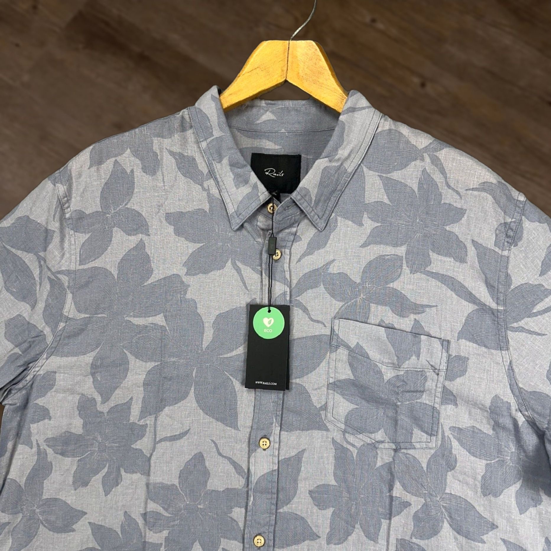 Rails VINTAGE? Rails Carson Linen Blend Hawaiian Shirt Mens 2XL Blue Garden Sands Orchid NEW Size US XXL / EU 58 / 5 - 1 Thumbnail