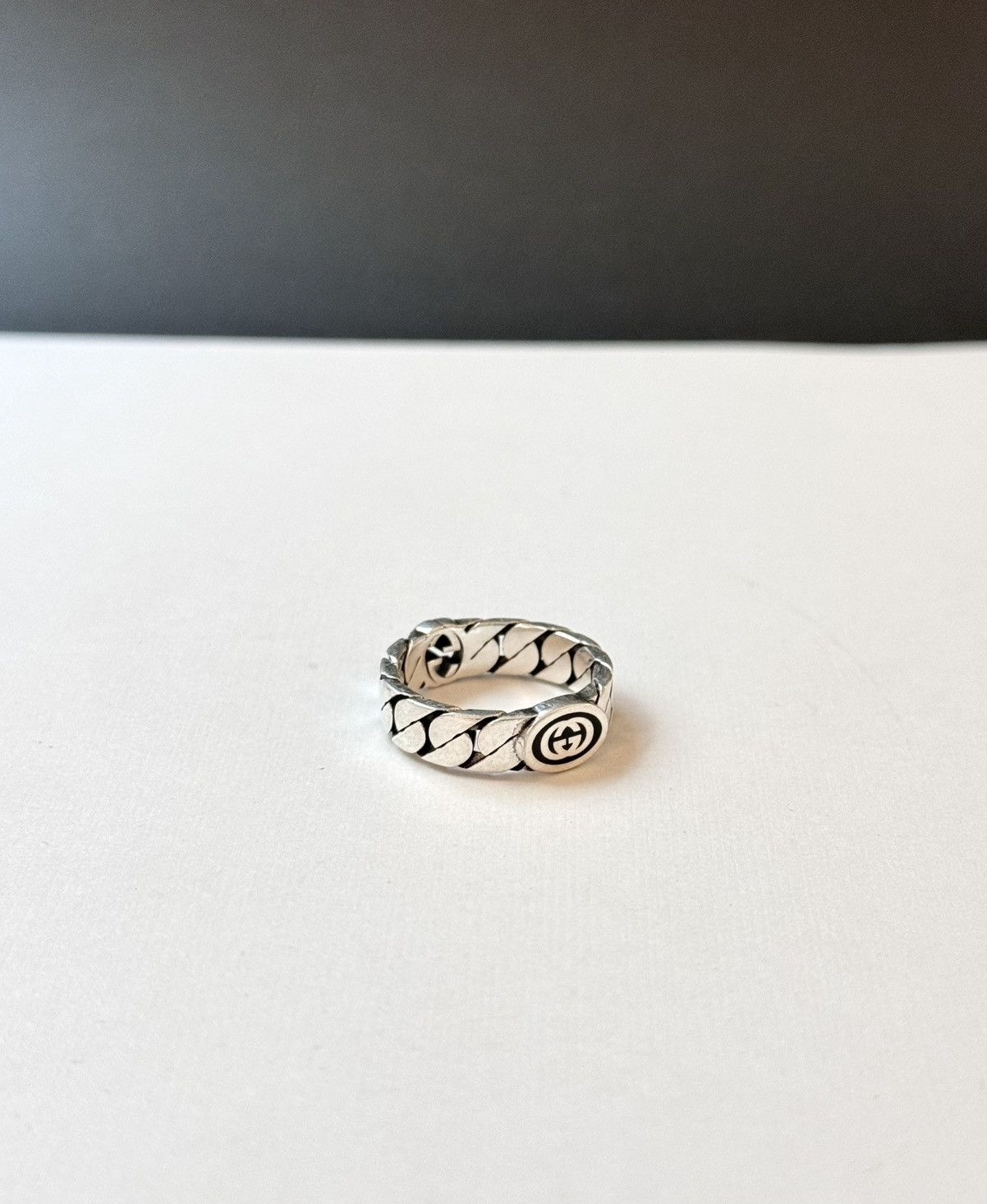 Gucci Gucci .925 Silver Link Ring Black Size ONE SIZE - 3 Thumbnail