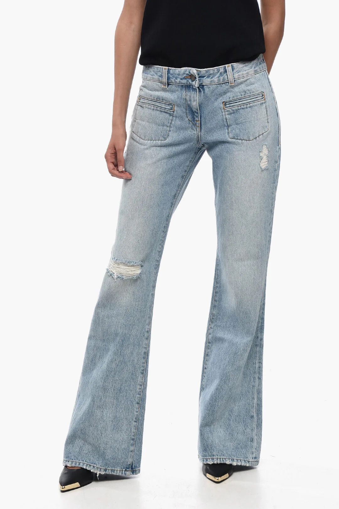 Palm Angels og1mm0326 Bootcut Jeans in Blue Size 28" / US 6 / IT 42 - 1 Thumbnail