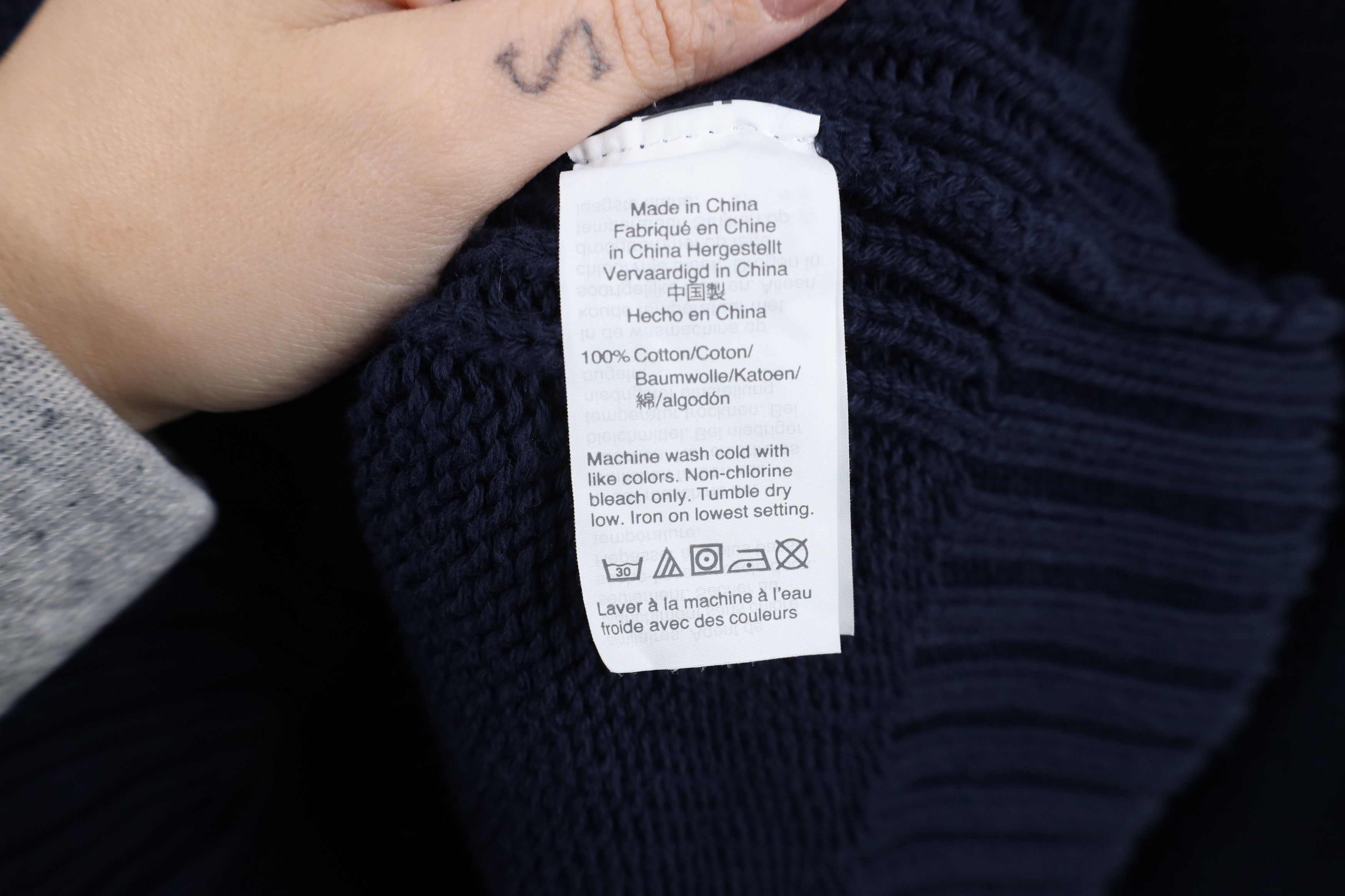 J.Crew Vintage J Crew Baggy Marled Knit Sweater Navy Blue Cotton Size S / US 4 / IT 40 - 9 Thumbnail