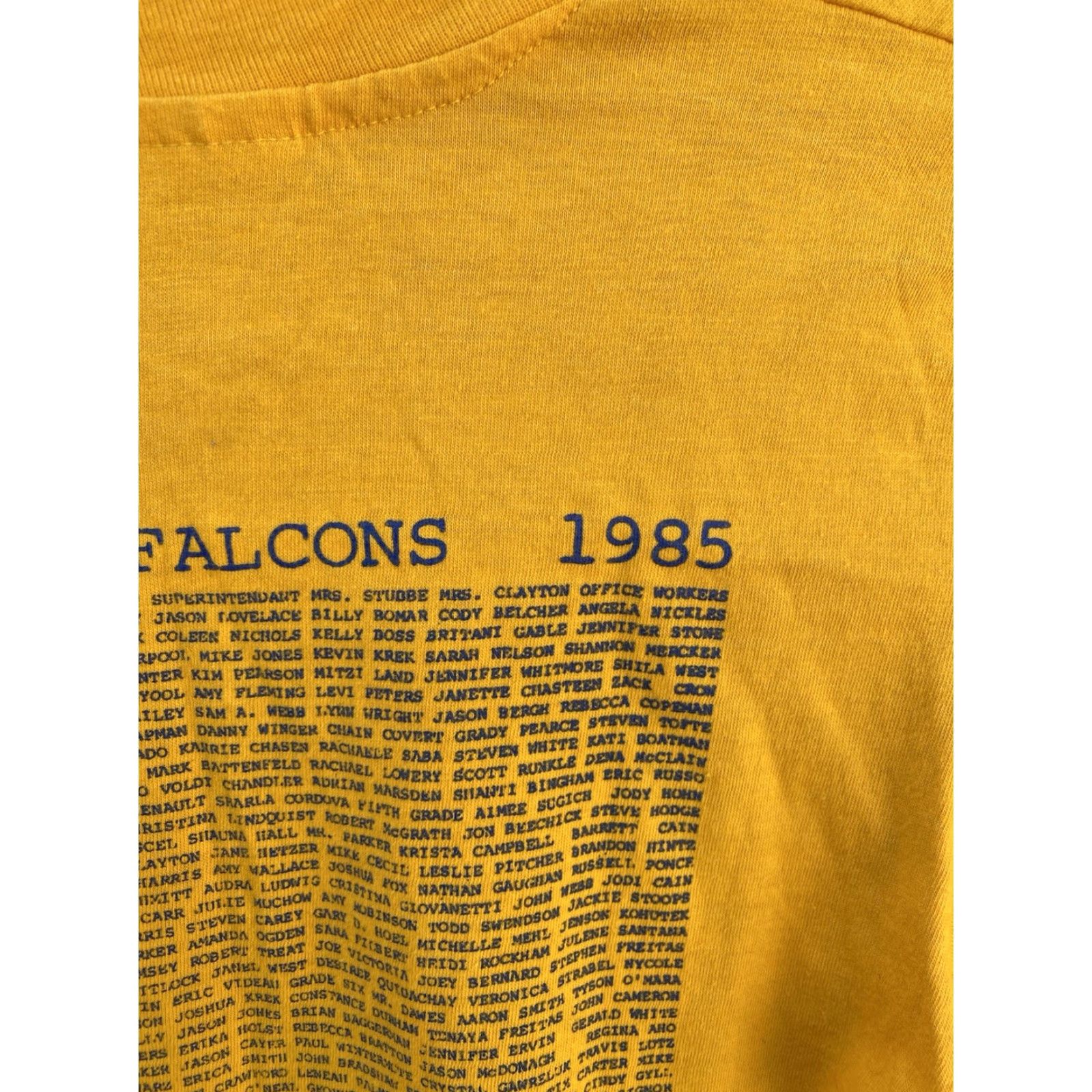 Hanes VINTAGE Hanes T-Shirt 1980s Pinewood Falcons 80s Graphic Print Short Sleeve Yellow Size S Mens Size US S / EU 44-46 / 1 - 6 Thumbnail