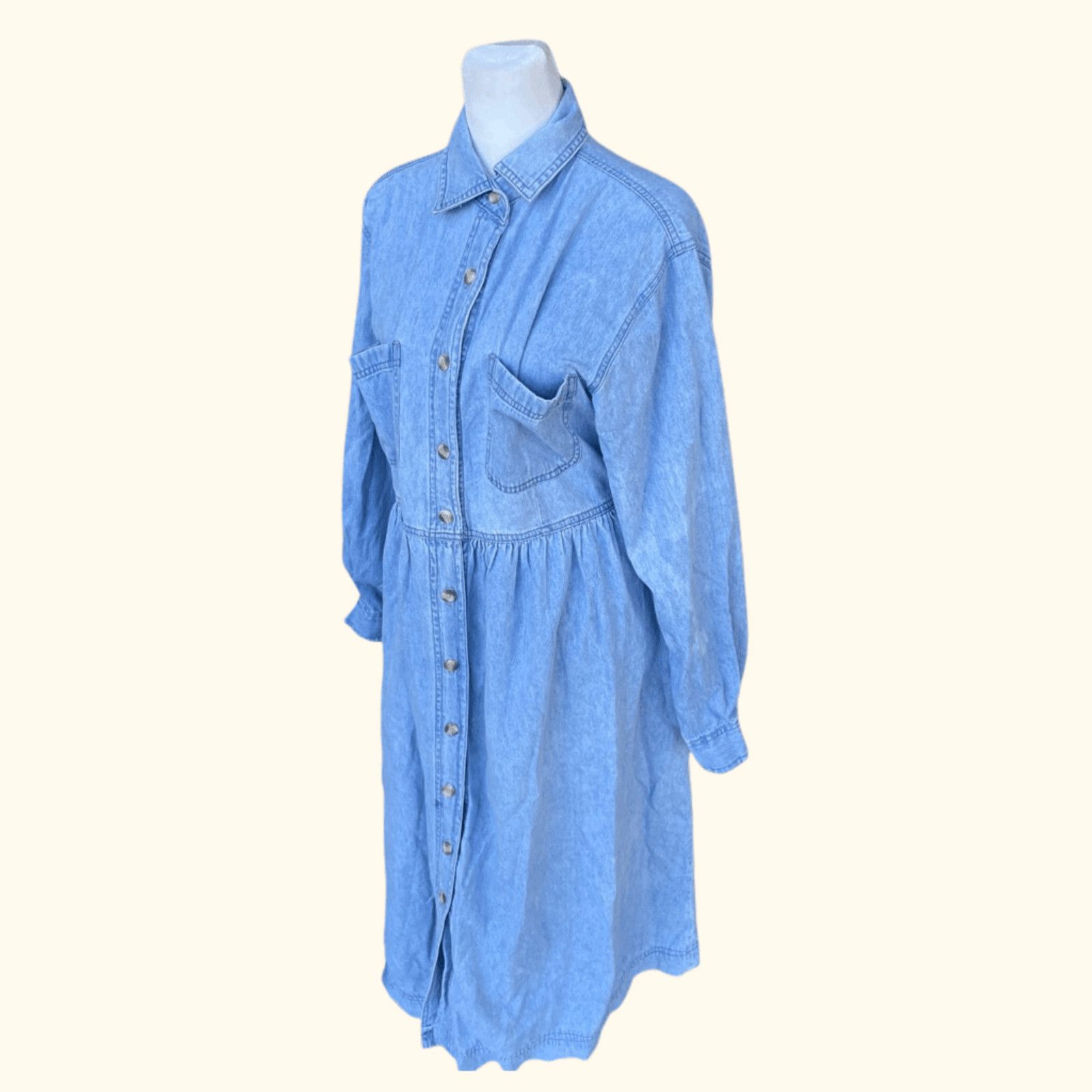 VTG Shirt Dress Fads Light Blue Denim 90s Utility Femme