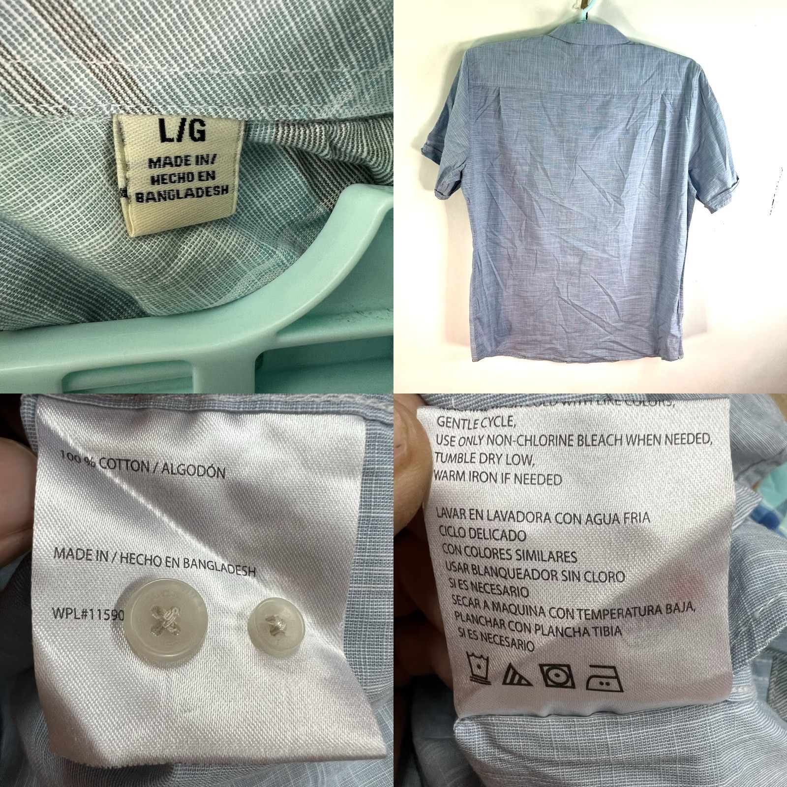 Weatherproof Weatherproof Men's Short Sleeve Button-Up Shirt Size L Blue Casual Summer Cotton Size US L / EU 52-54 / 3 - 8 Thumbnail