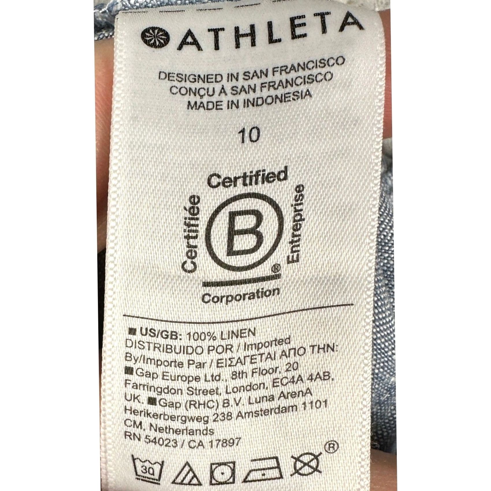 Athleta Athleta Linen Pants Womens 10 Blue Jogger Drawstring Tapered Relaxed Pockets Elastic Waist 100% Linen Casual Travel Style Jogger Size 32" / US 10 / IT 46 - 4 Thumbnail