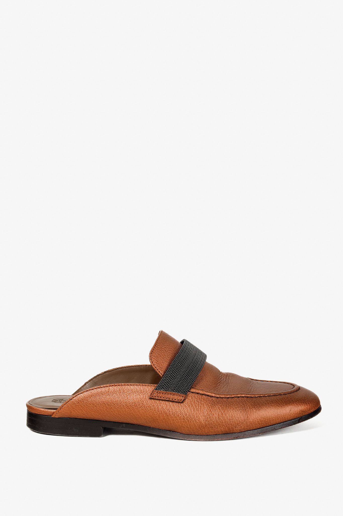 Brunello Cucinelli Brunello Cucinelli Metallic Copper Orange Monili Loafer Mule Size US 6.5 / IT 36.5 - 1 Thumbnail