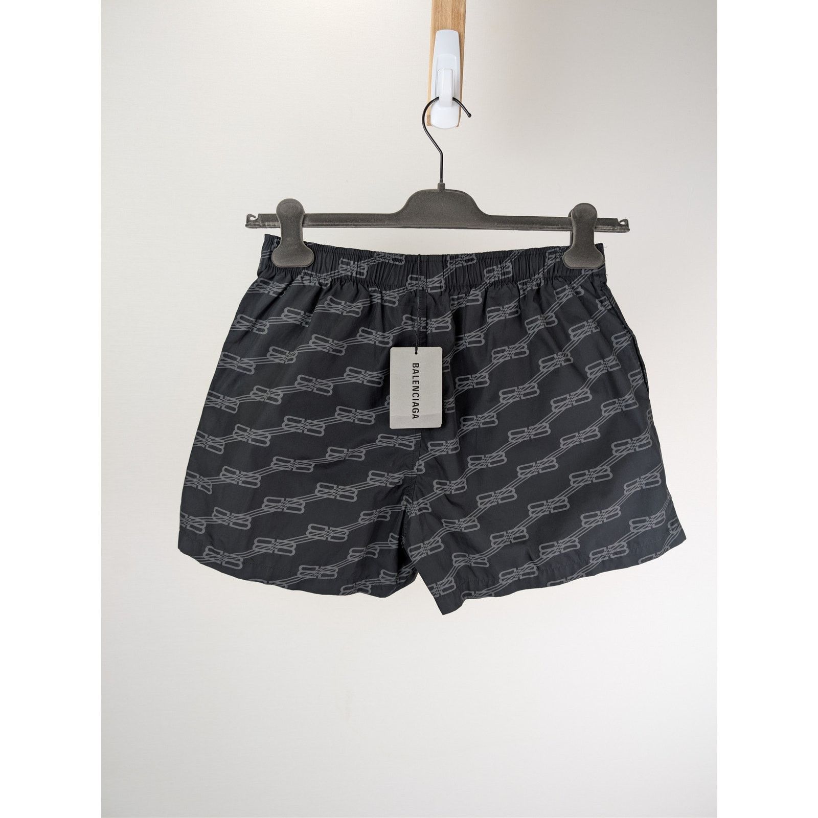 Balenciaga o1rshd1 BB Monogram Cotton Poplin Pyjama Shorts Black/Grey Size US 36 / EU 52 - 9 Thumbnail