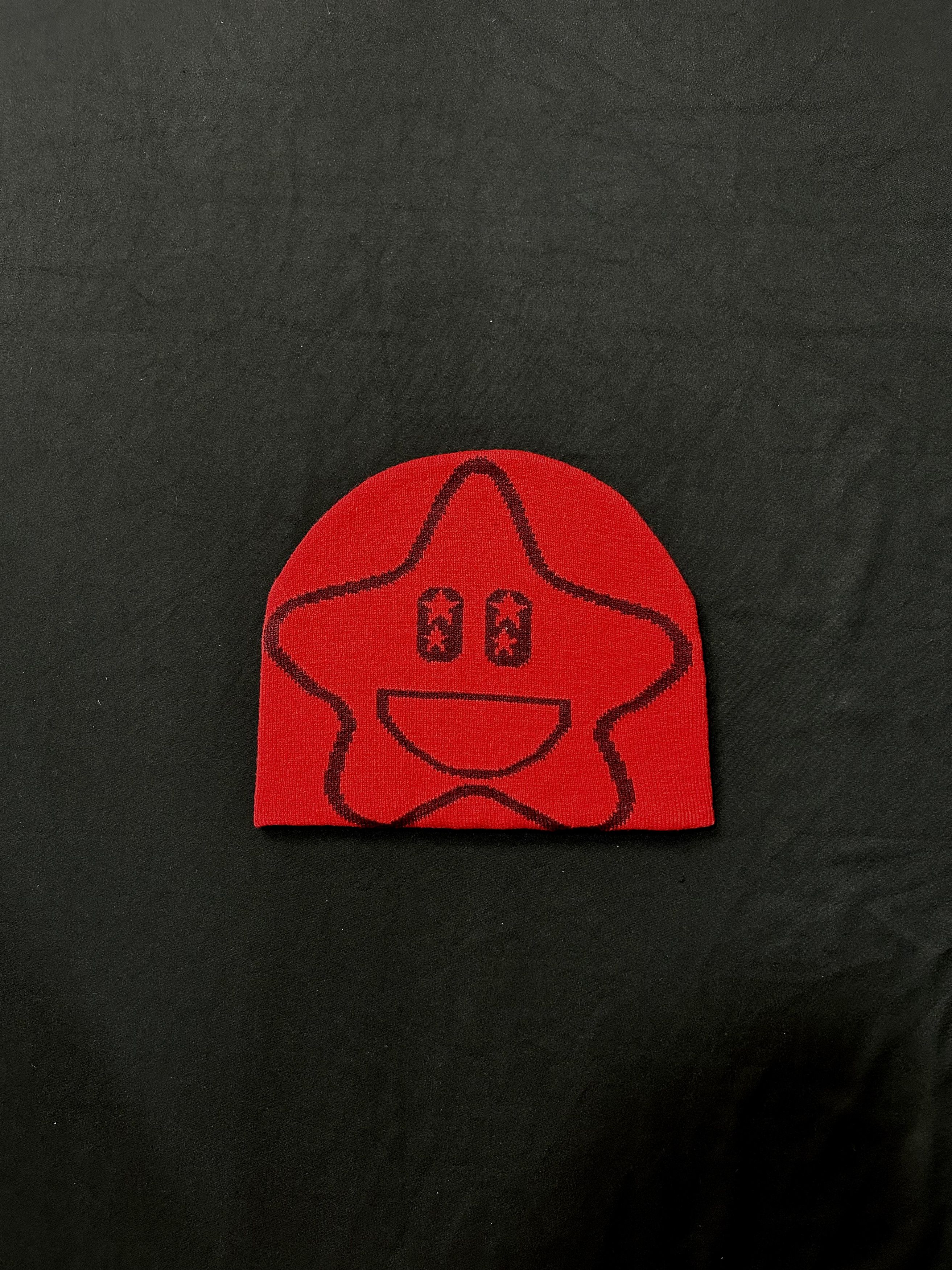 Japanese Brand Rare Star Graphic No Cuff Beanie Skully Hat Red OS Size ONE SIZE - 1 Thumbnail