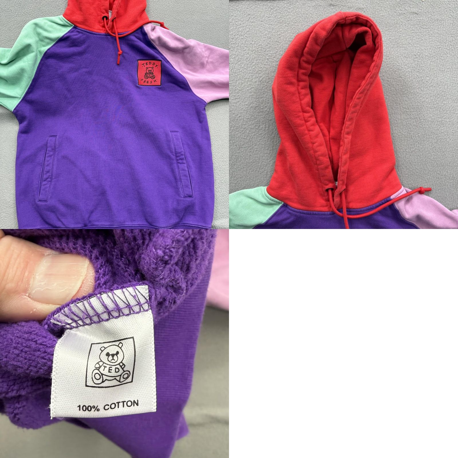 Teddy Fresh Teddy Fresh Hoodie Mens S Colorblock Raglan 100% Cotton Sweatshirt Size US S / EU 44-46 / 1 - 8 Thumbnail