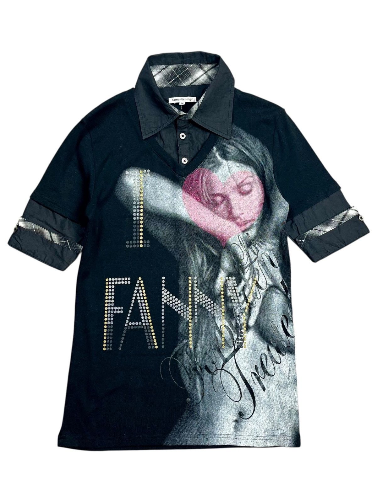 2000s Semantic Design Printed Face I Love Fanny Layered Tee