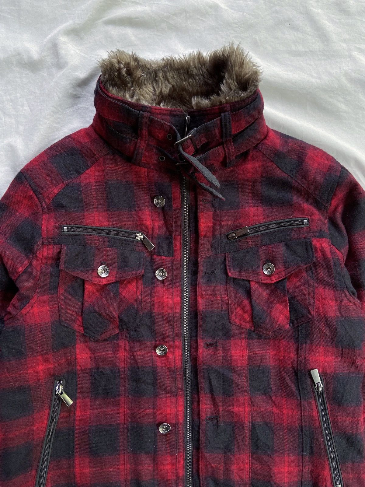 PPFM DOUBLE FOCUS BONDAGE PUNK PLAID FUR JACKET Size US M / EU 48-50 / 2 - 8 Thumbnail