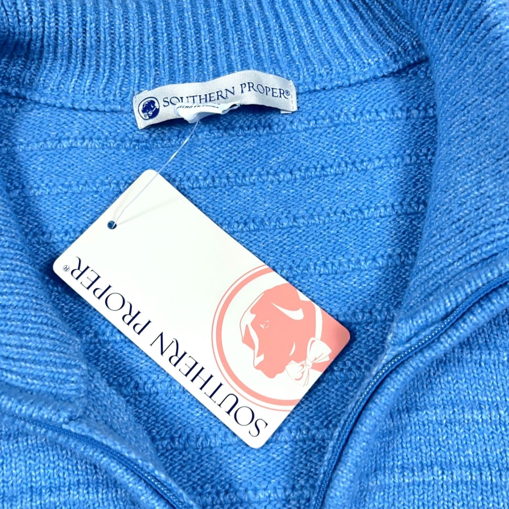 Southern Proper Southern Proper Sweater Men 4X Light Blue Pullover Knit 1/4 Zip Mock Neck Casual Workwear Big & Tall Shirt Size US XXL / EU 58 / 5 - 6 Thumbnail