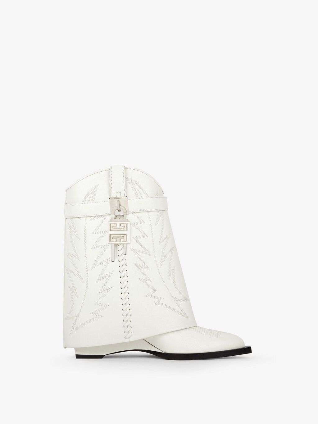 o1w1db10525 Shark Lock Cowboy Ankle Boots in White