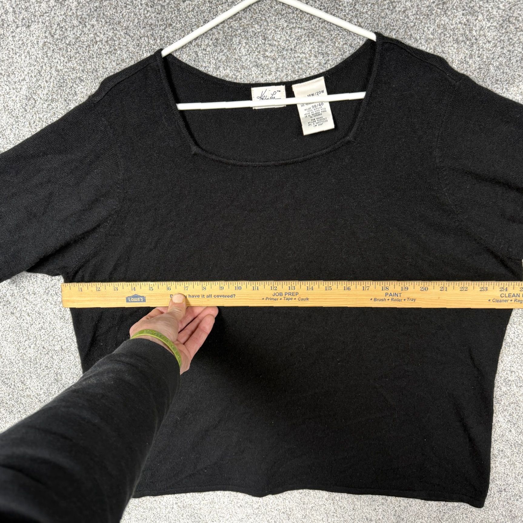 Lee Kathie Lee Sweater Top Women 18W/20W Plus Size Black Scoop Neck Classic Layering Pullover Knit Short Sleeve Slim Fit Casual Office Womens Size XXL / US 16-18 / IT 52-54 - 3 Thumbnail