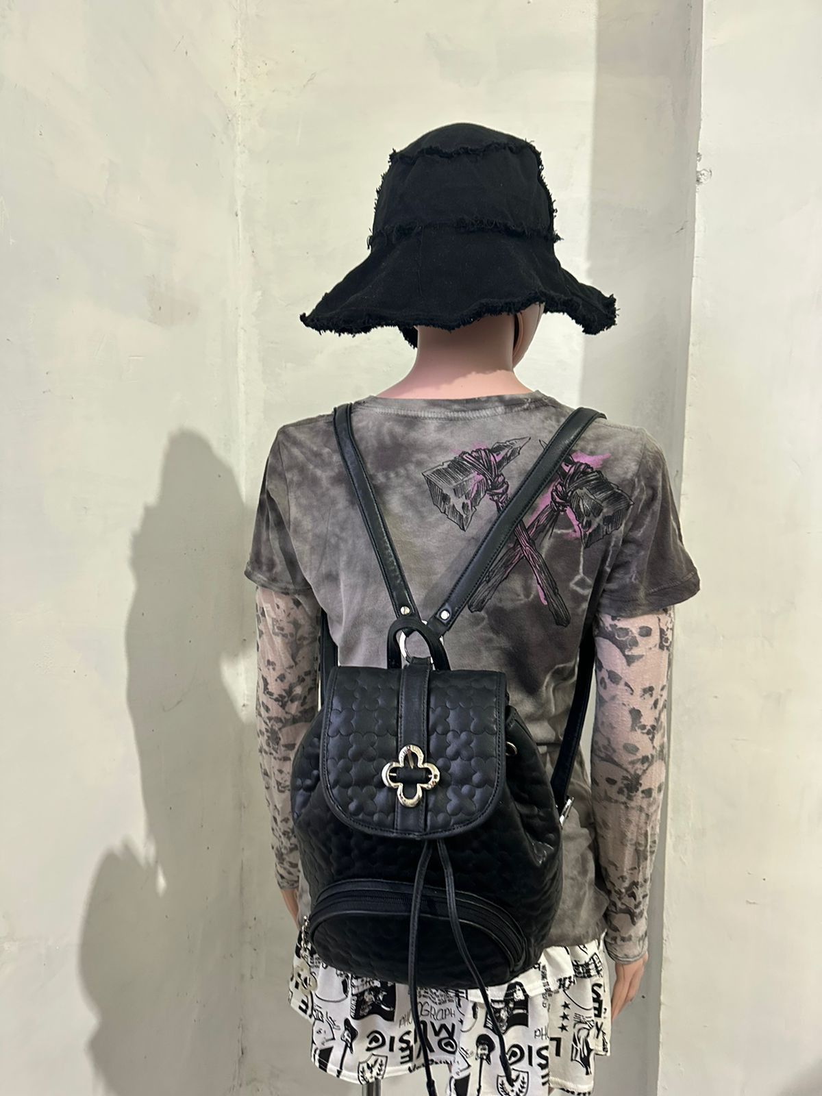 image of Ysaccs By Yohji Yamamoto Leather Backpack in Black, Women's