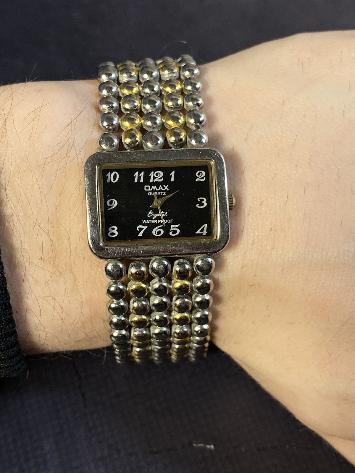 Japanese Brand Omax Rectangular Dial Beaded Bracelet Watch Japanese Brand Size ONE SIZE - 6 Thumbnail