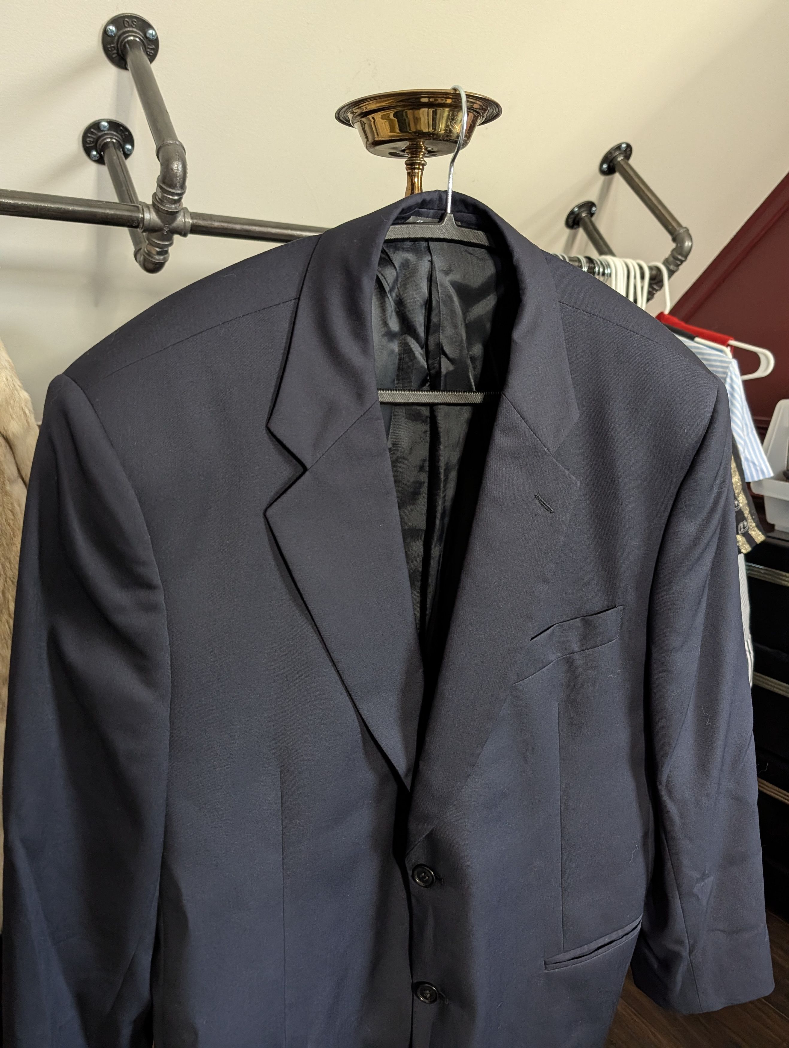 Gianfranco Ferre Dark blue navy two-button Italian wool jacket 56R Size 46R - 2 Thumbnail
