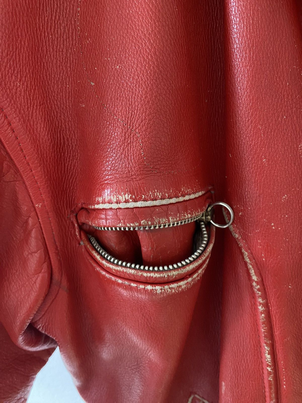 Vintage Rare Vintage Red Heavy Leather Biker Jacket Size US L / EU 52-54 / 3 - 2 Thumbnail