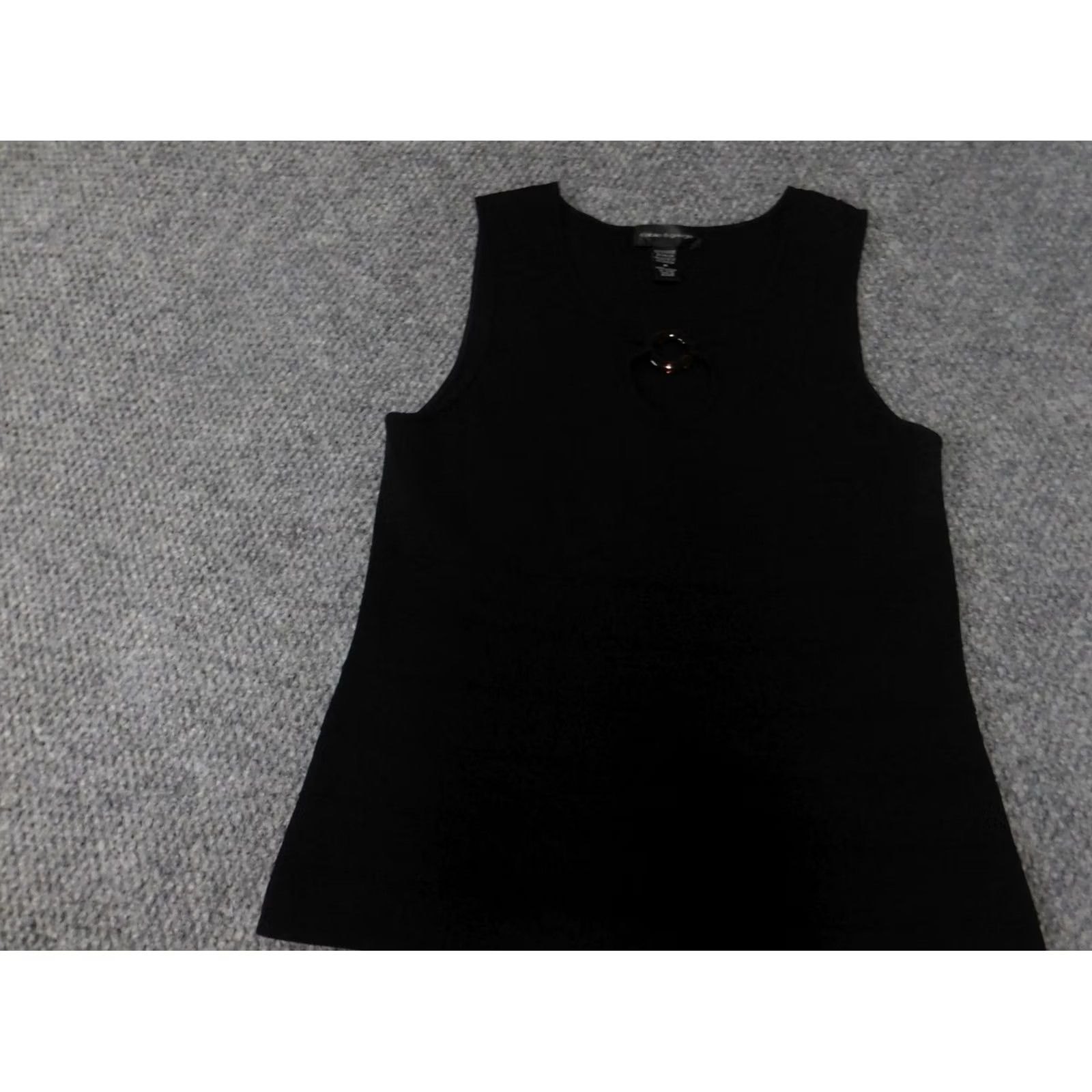 Vintage Cable & Gauge Blouse Womens Medium Black Crew Neck Pullover Casual Sleeveless Cotton Polyester Rayon Stretch Regular Basic Classic Size M / US 6-8 / IT 42-44 - 3 Thumbnail