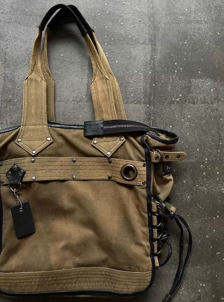 KMRii KMRii Early Rivet & Drawstring Denim Tote Bag Size ONE SIZE - 5 Thumbnail
