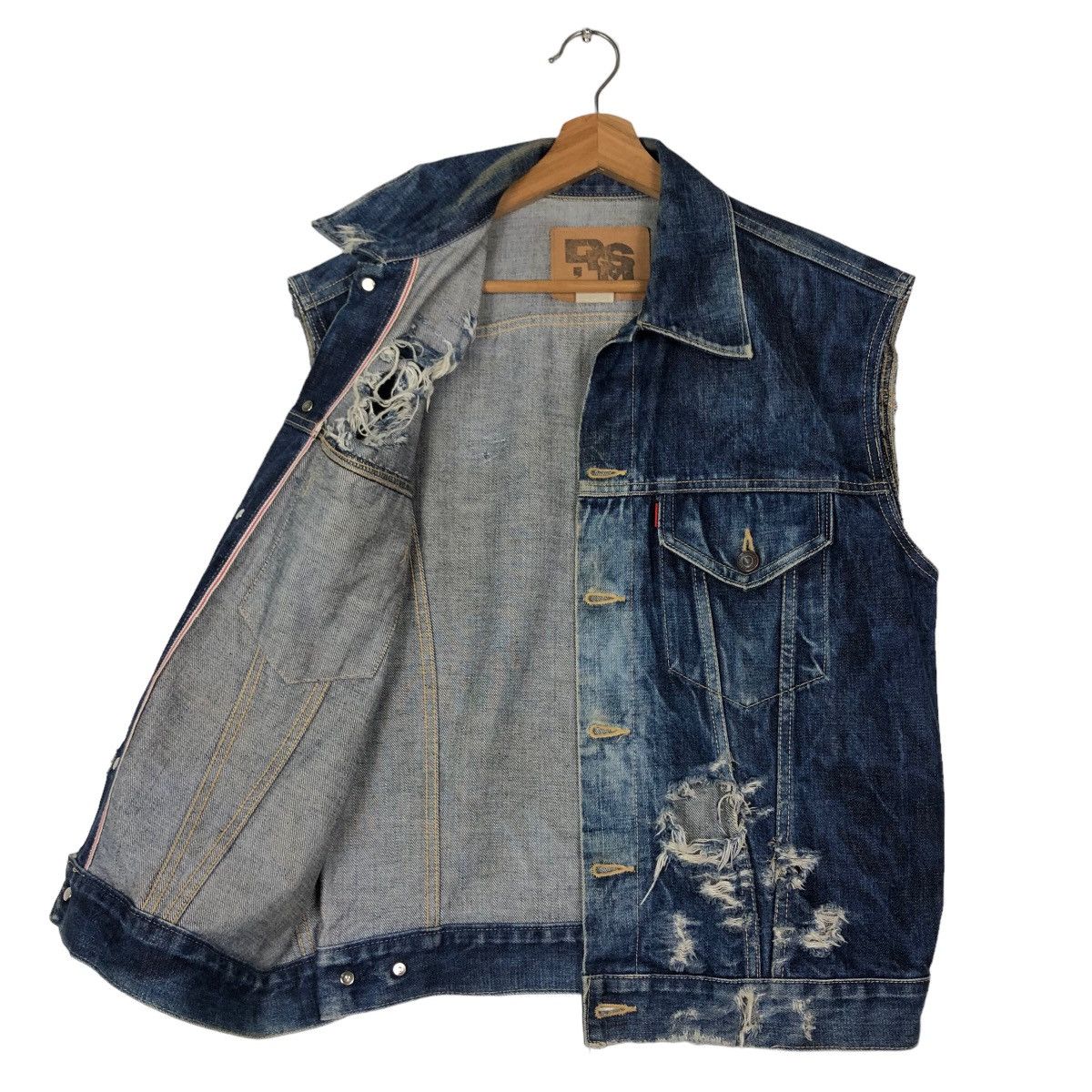 Japanese Brand 🔥Vintage Denim Tank Top Trucker Cafe Racer RSM Issey Miyake Size US M / EU 48-50 / 2 - 10 Thumbnail