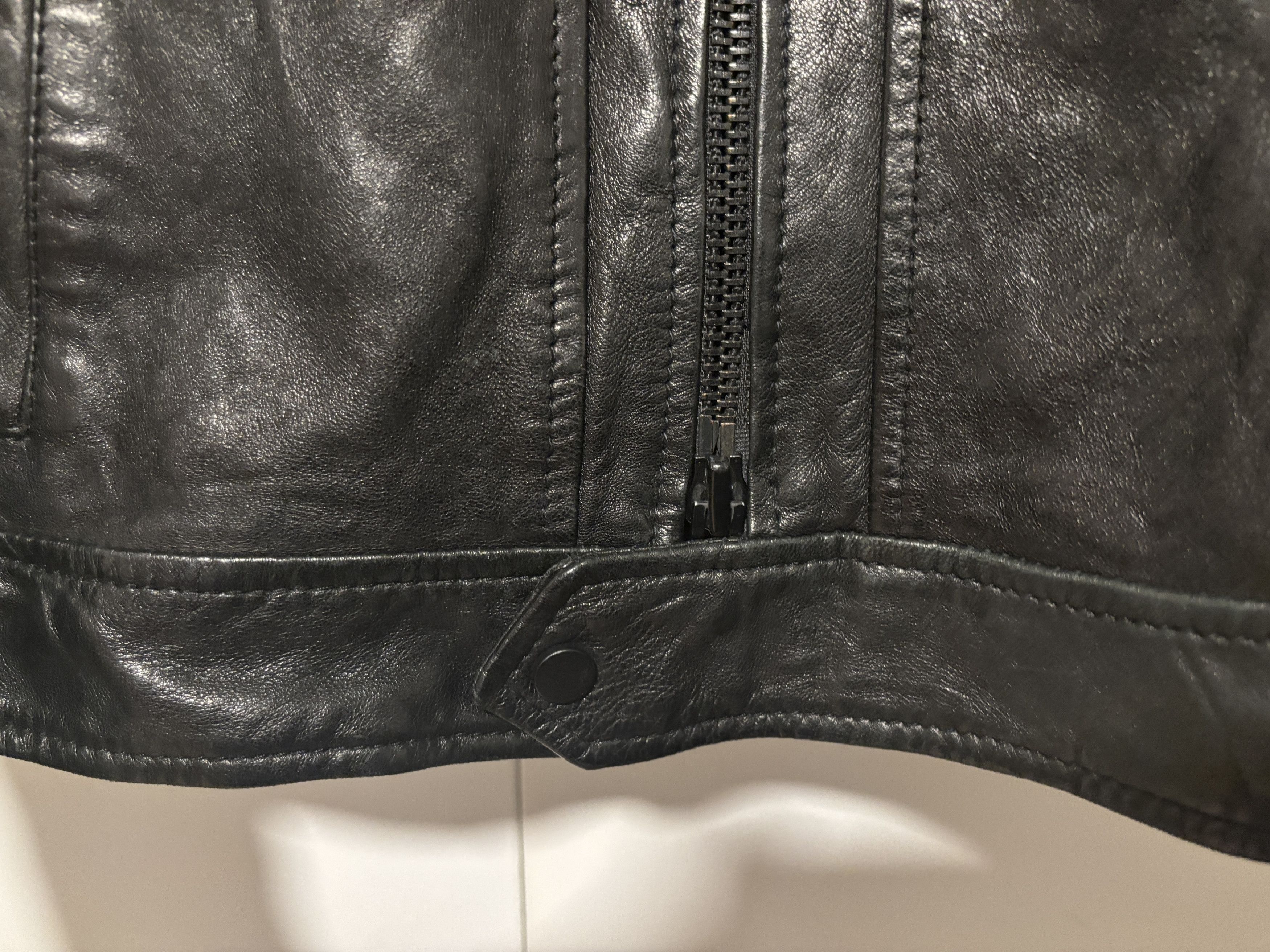 Allsaints $625 Black Leather Track Jacket - XS - Small Size US XS / EU 42 / 0 - 14 Thumbnail
