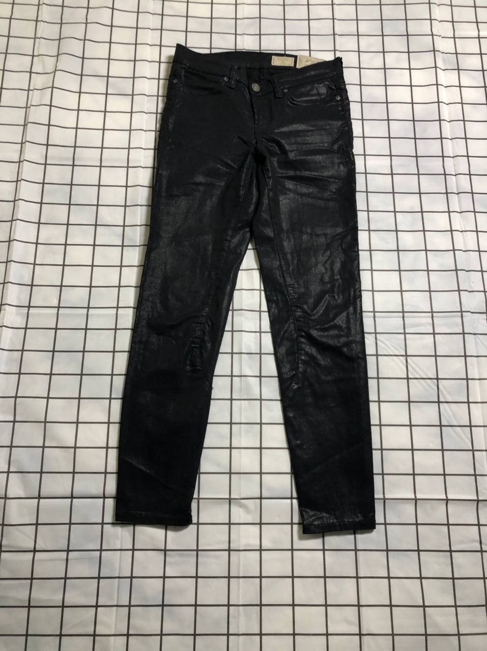 Allsaints All Saints Low Rise Cropped Skinny Jeans, Coated, Petrel Size 25" / US 0 / IT 36 - 1 Thumbnail
