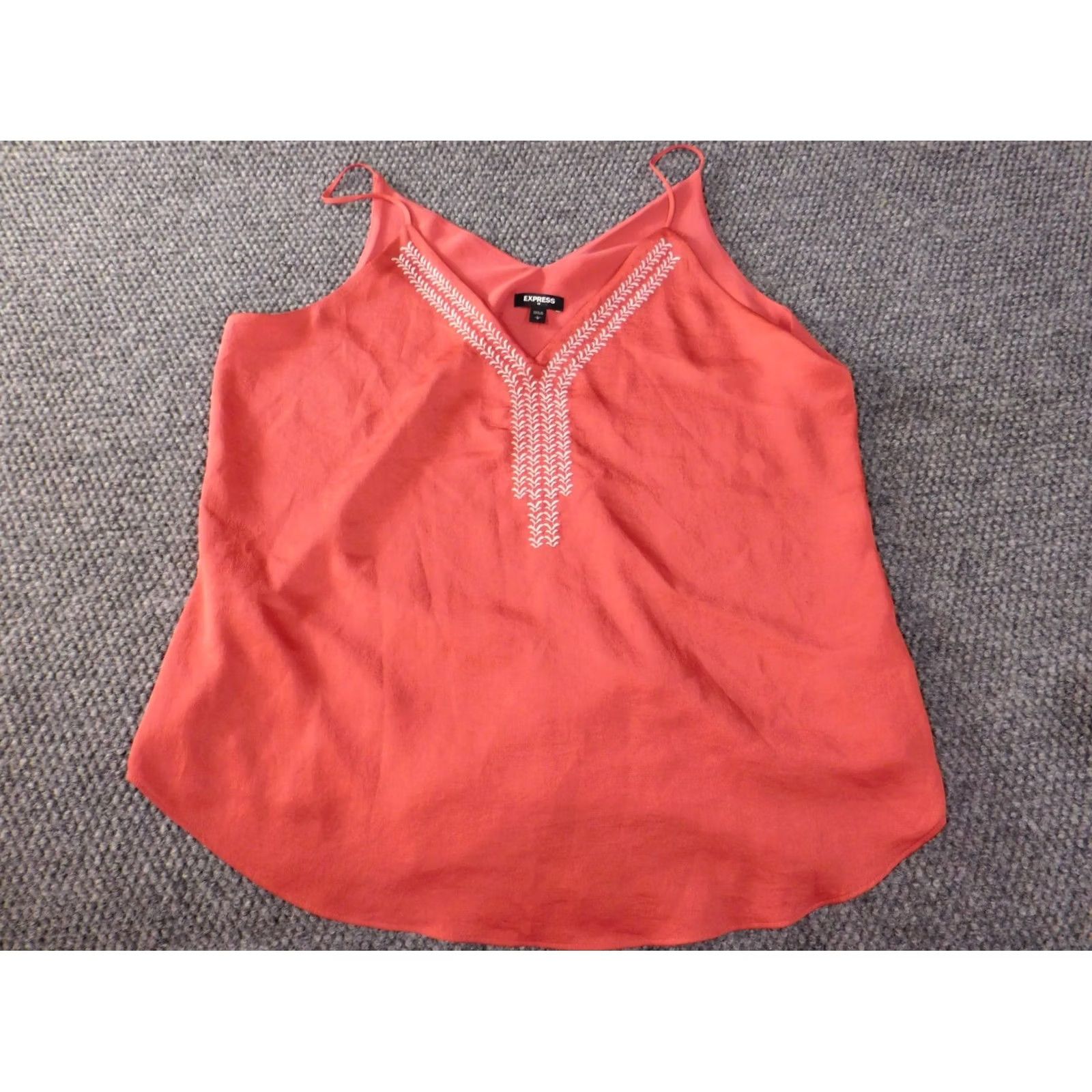 Express Express Womens Blouse L Sleeveless Pink Floral Lined Spaghetti Strap Pullover V-Neck Polyester Regular Modern Basic Shirt Womens Size L / US 10 / IT 46 - 2 Thumbnail