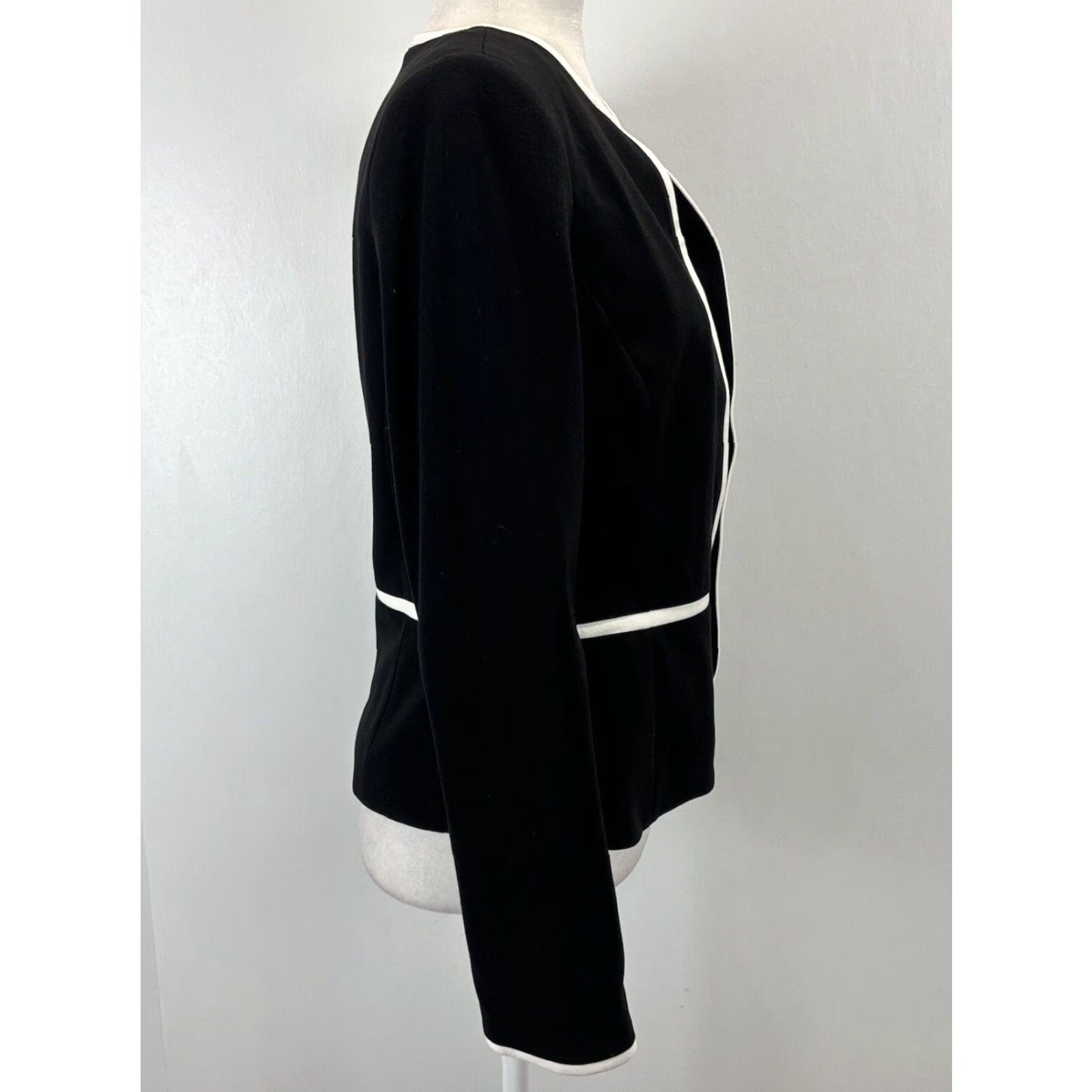 Talbots NEW! Talbots Italian Knit Luxe Blazer Jacket 2 Open Front Black Classic Career Size XS / US 0-2 / IT 36-38 - 4 Thumbnail