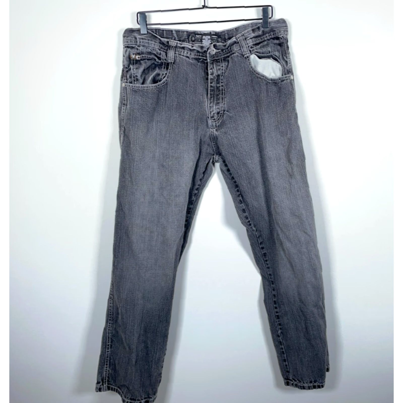 VINTAGE Southpole Jeans Baggy Fit Mens 35 x 31 Gray Denim 100% Cotton Zip Fly Hip Hop Style 90s Mens