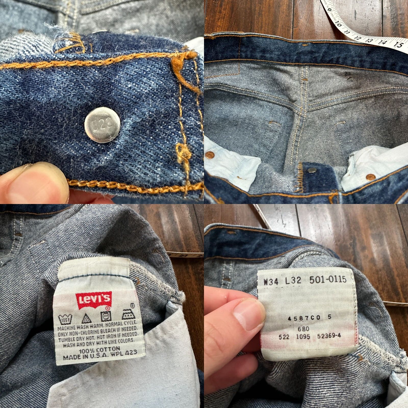 Levi's VINTAGE Levi's 501 Jeans Men's Straight Leg 90s Cotton Blue Mid Wash 34x32 Size US 34 / EU 50 - 8 Thumbnail