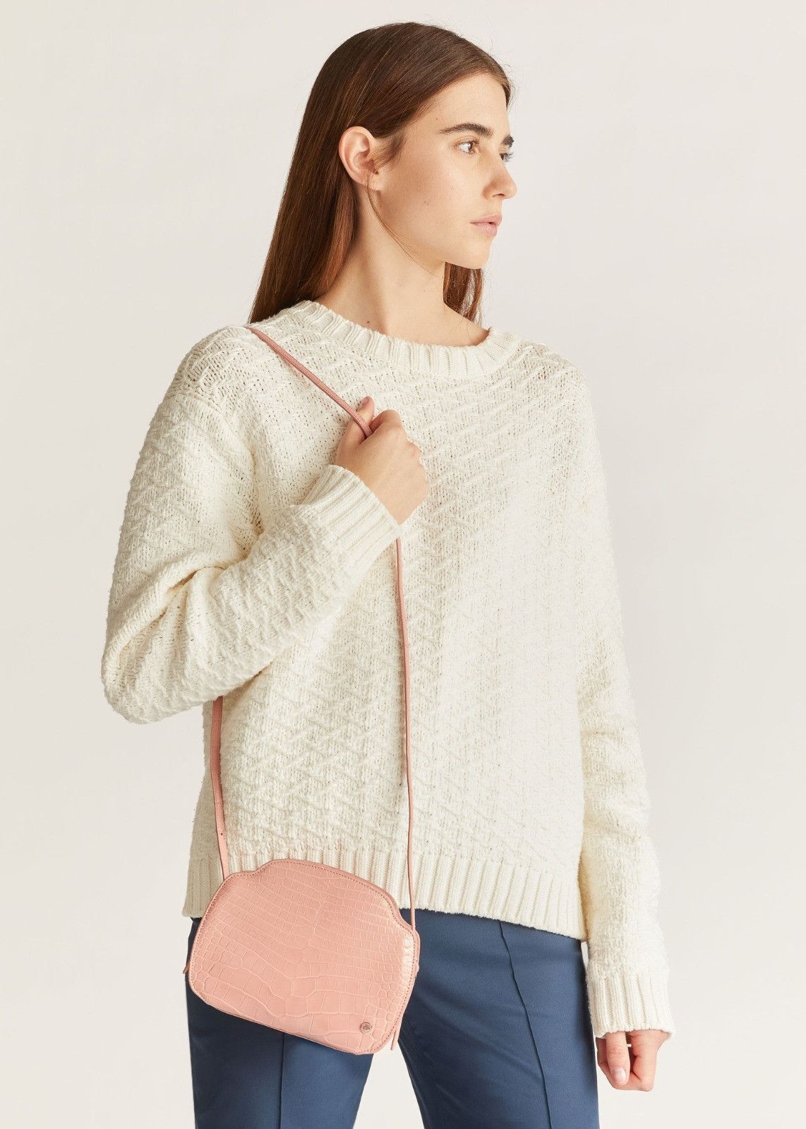 Loro Piana o1srvl11e0924 Size:/ OS Alligator Skin Crossbody Bag in Pink Size ONE SIZE - 6 Thumbnail