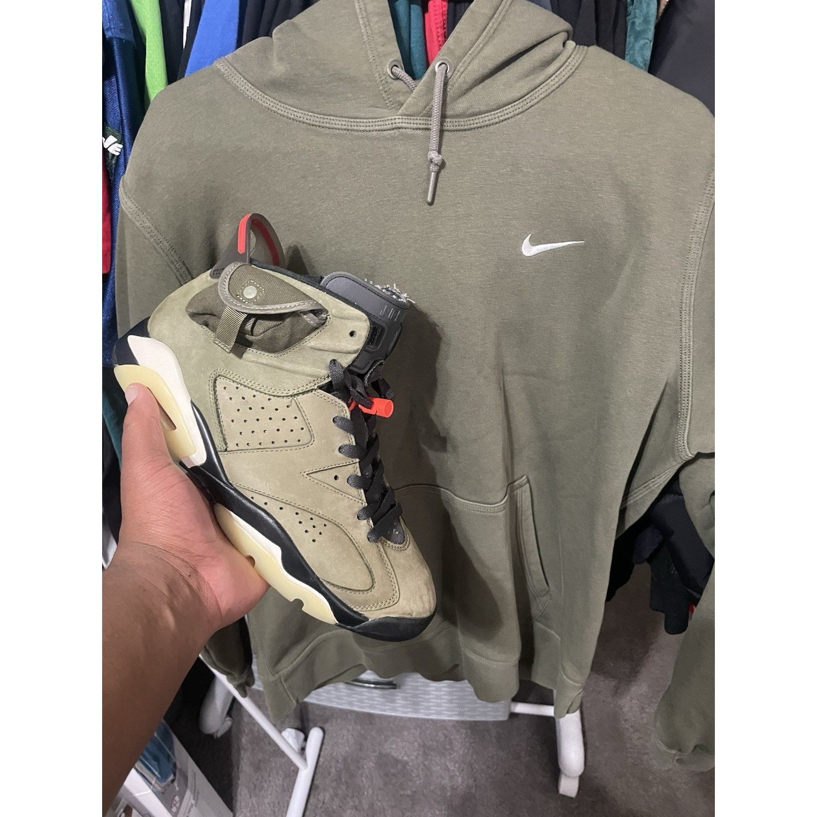 Nike Size L- Nike Olive Green Pull Over Hoodie Sweatshirt Travis Size US L / EU 52-54 / 3 - 1 Thumbnail