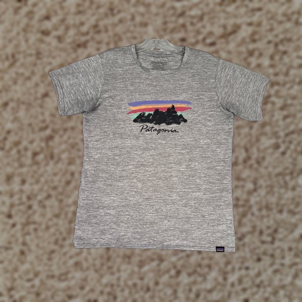 Patagonia Patagonia Shirt Women Small Gray Crew Neck Short Sleeve Cotton Fitz Roy Shirt Size S / US 4 / IT 40 - 1 Thumbnail
