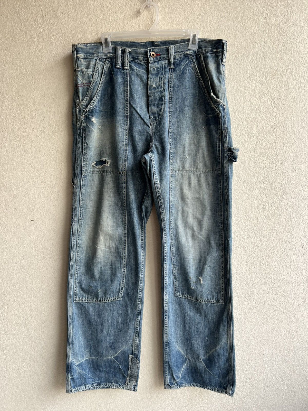 ANACHRONORM Dirty Mud Anachronom Japan Distress Denim Double Knee Jeans Size US 34 / EU 50 - 22 Thumbnail