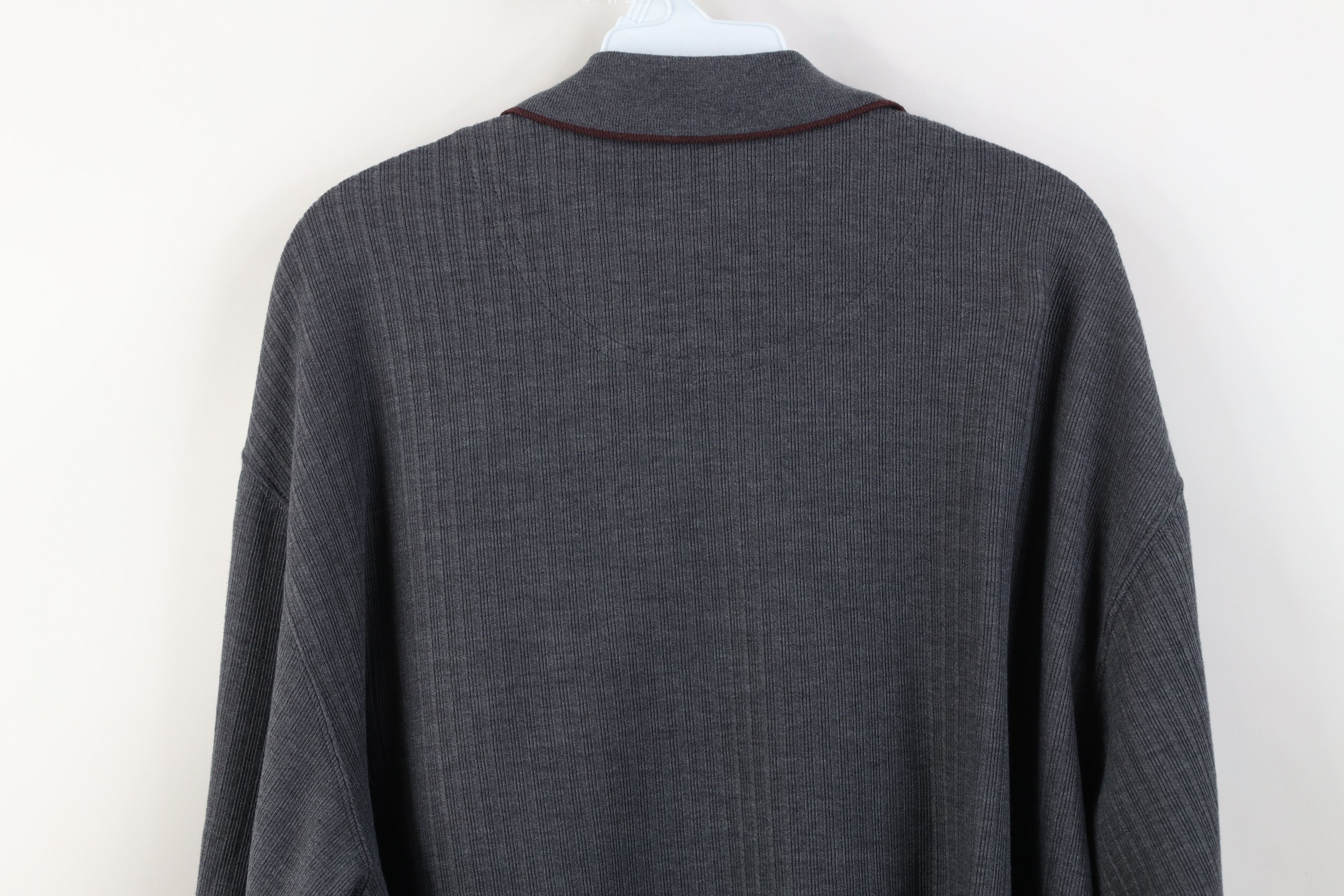 Vintage Vintage 90s Streetwear Ribbed Knit Pullover Long Sleeve Polo Size US XL / EU 56 / 4 - 9 Thumbnail