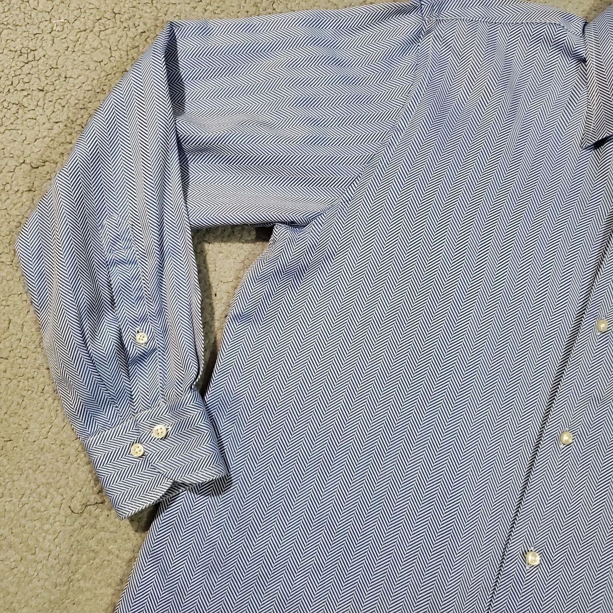 Paul Smith Paul Smith Mens Large Blue White Herringbone LS Dress Shirt Size US L / EU 52-54 / 3 - 3 Thumbnail