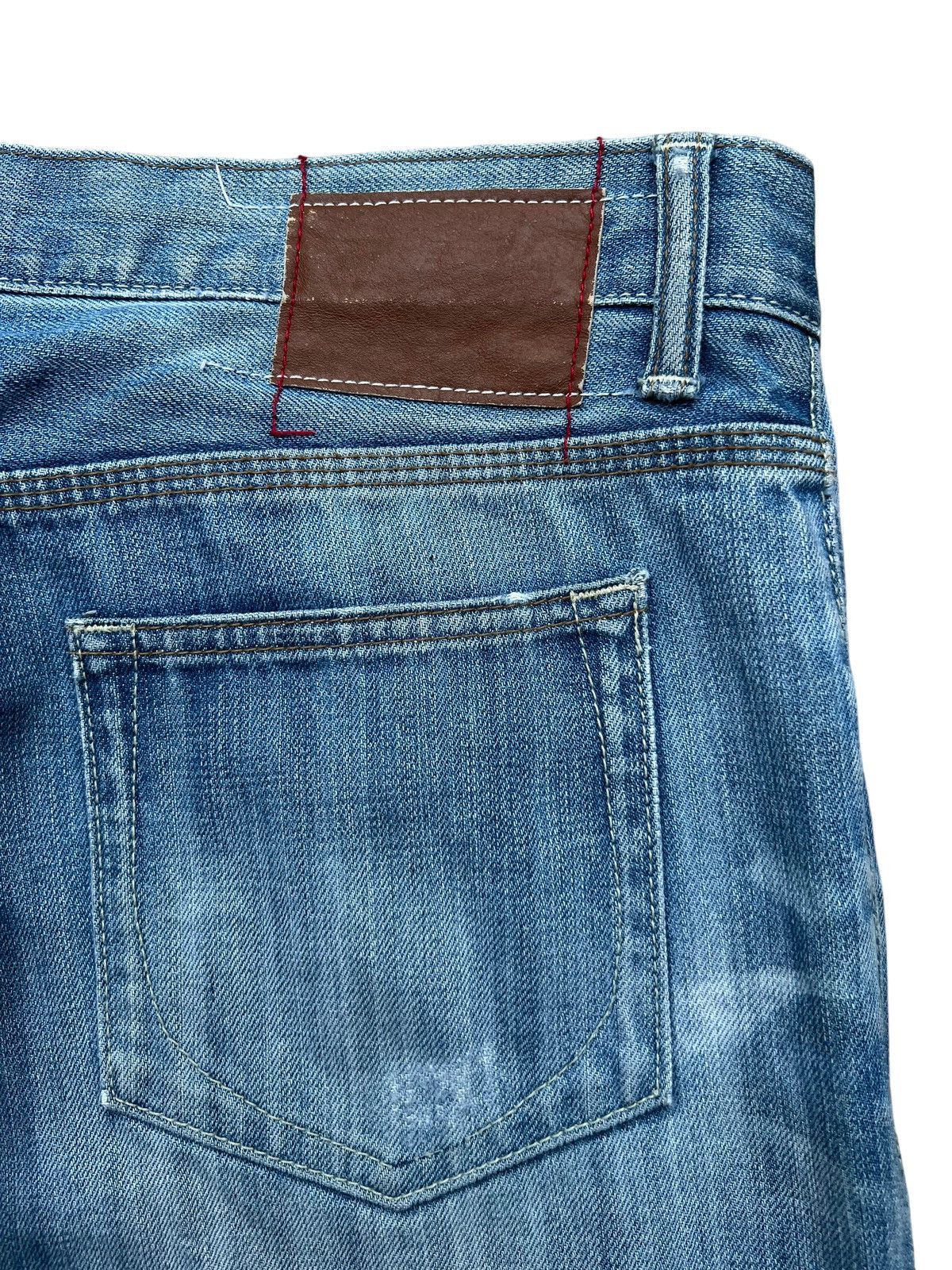 Japanese Brand Bit Blue Patchwork Distressed Faded Denim Blue 34x31 Size US 34 / EU 50 - 7 Thumbnail