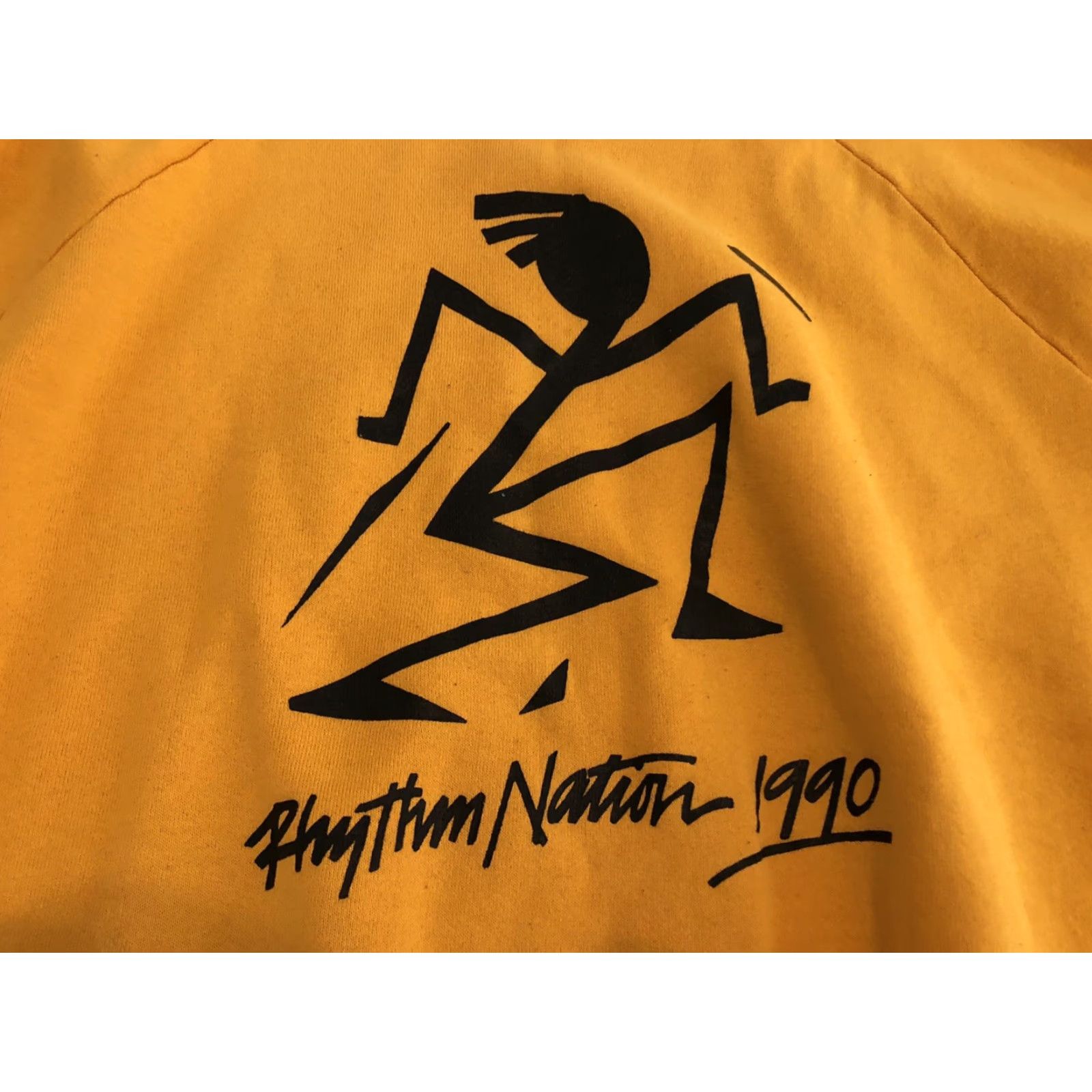Fruit Of The Loom VINTAGE Fruit of the Loom 90s Rhythm Nation Tour Sweater Mens XL Yellow Cotton Blend Pullover Crew Neck Made in USA Size US XL / EU 56 / 4 - 2 Thumbnail