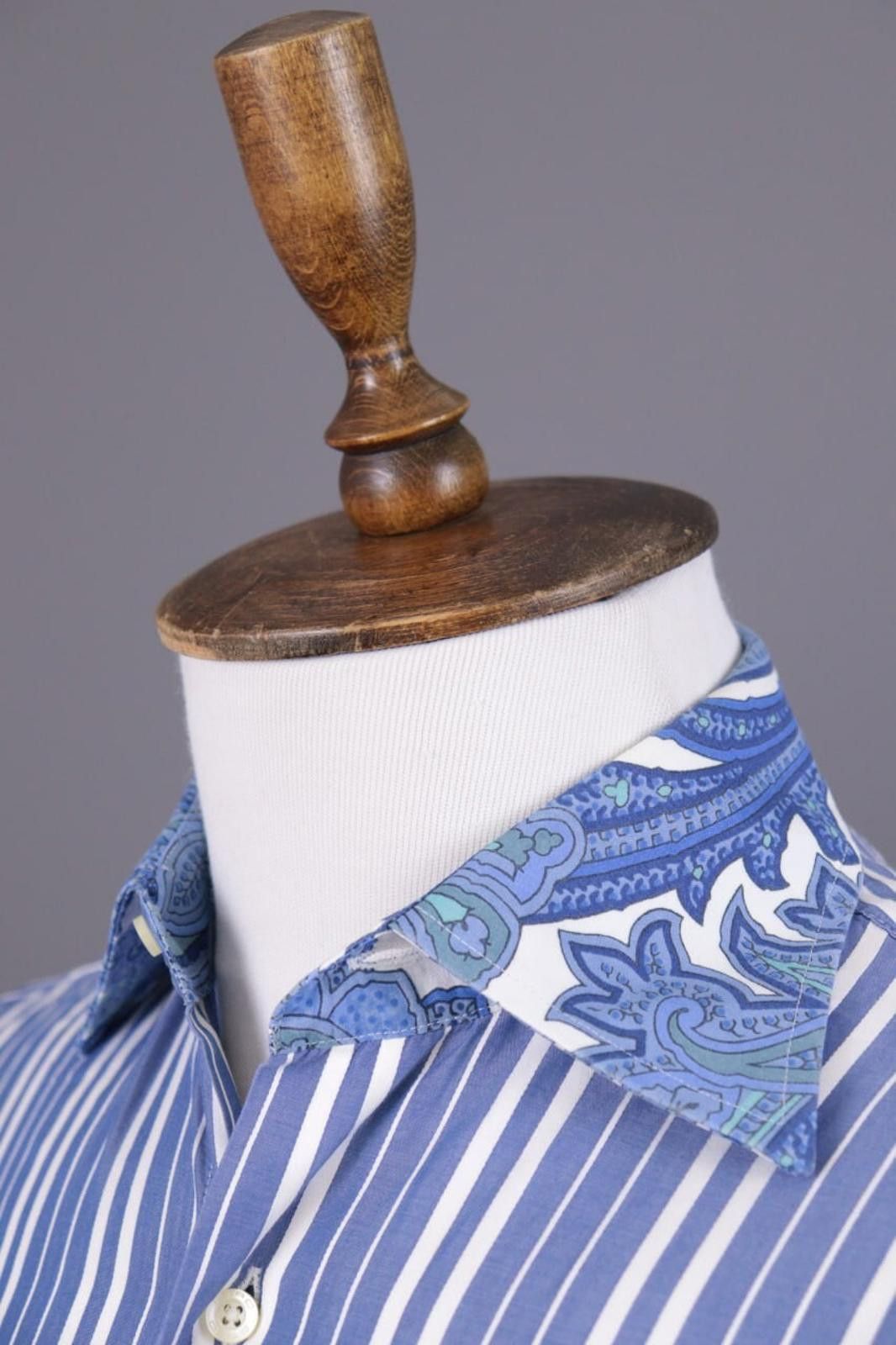 Eton Eton Blue White Striped 100% Cotton Collar Shirt Size 38 Size US M / EU 48-50 / 2 - 8 Thumbnail